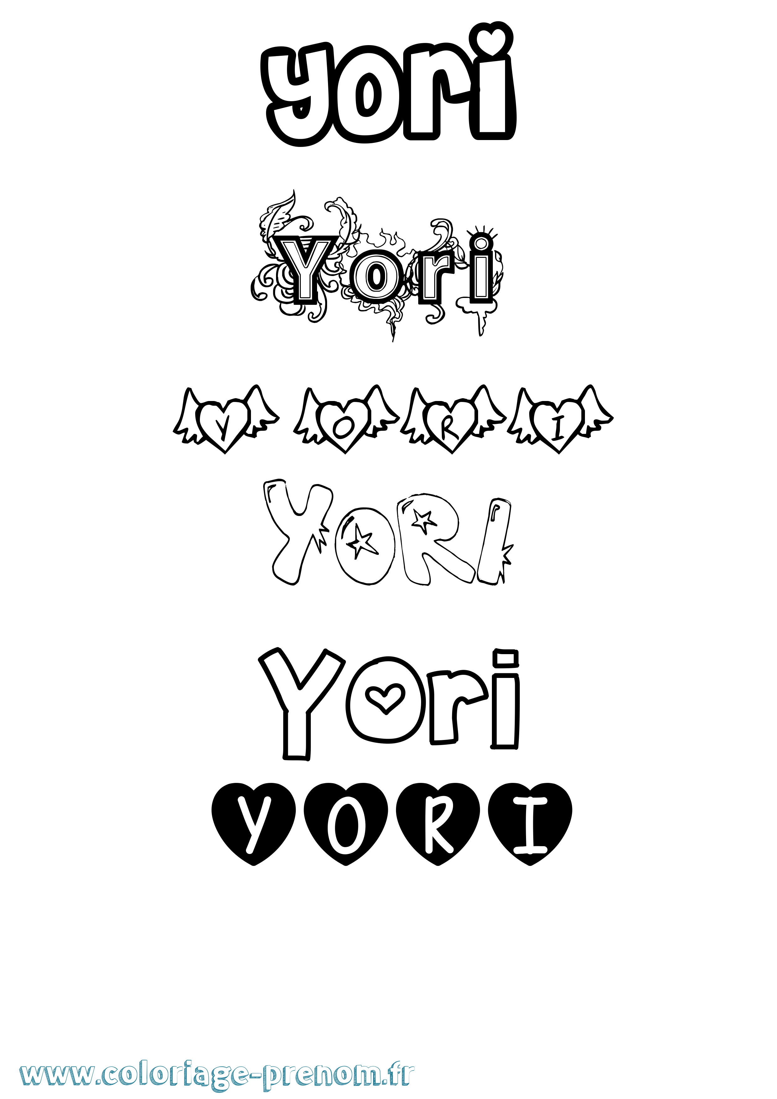 Coloriage Yori Girly Coloriage prénom Yori Girly
