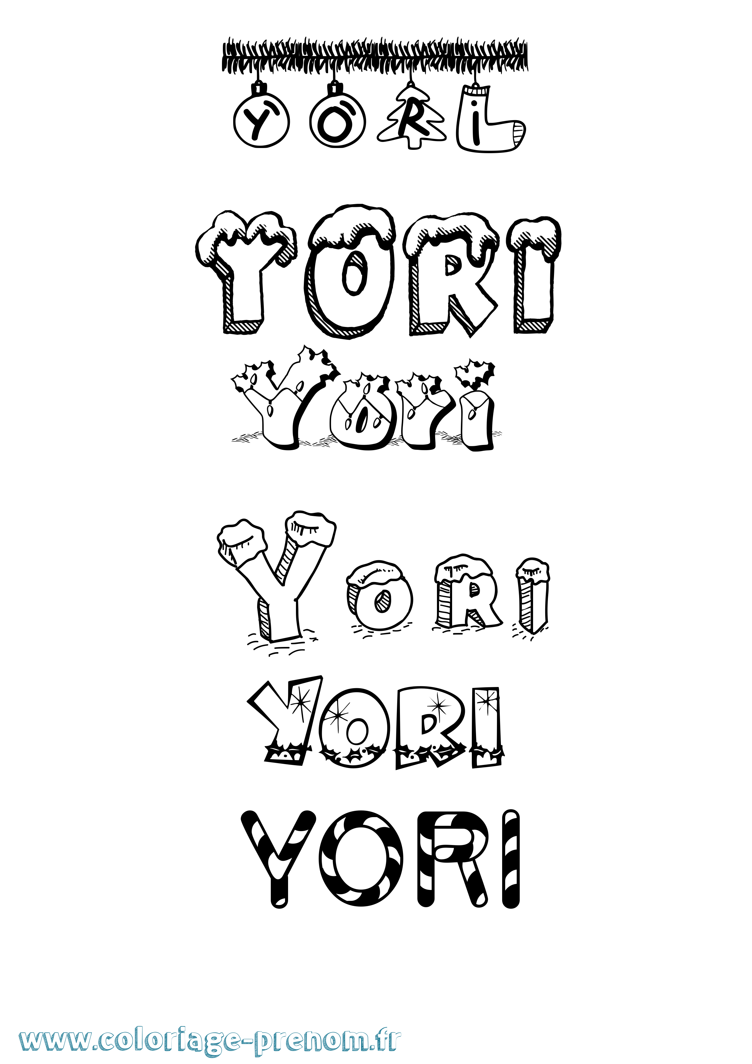 Coloriage Yori Noël Coloriage prénom Yori Noël