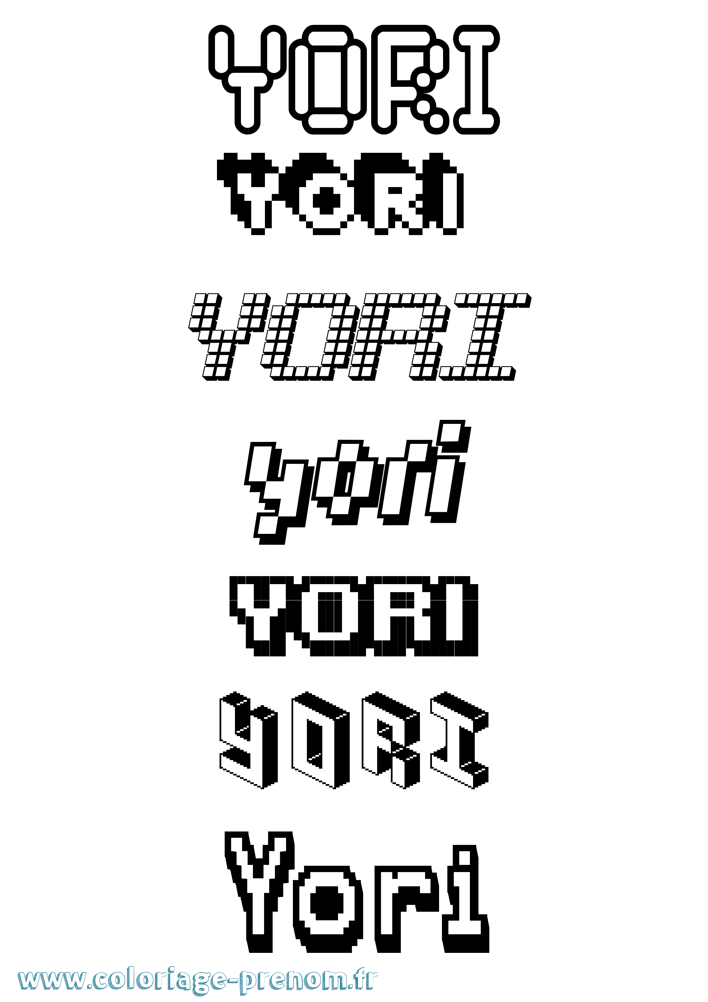 Coloriage Yori Pixel Coloriage prénom Yori Pixel
