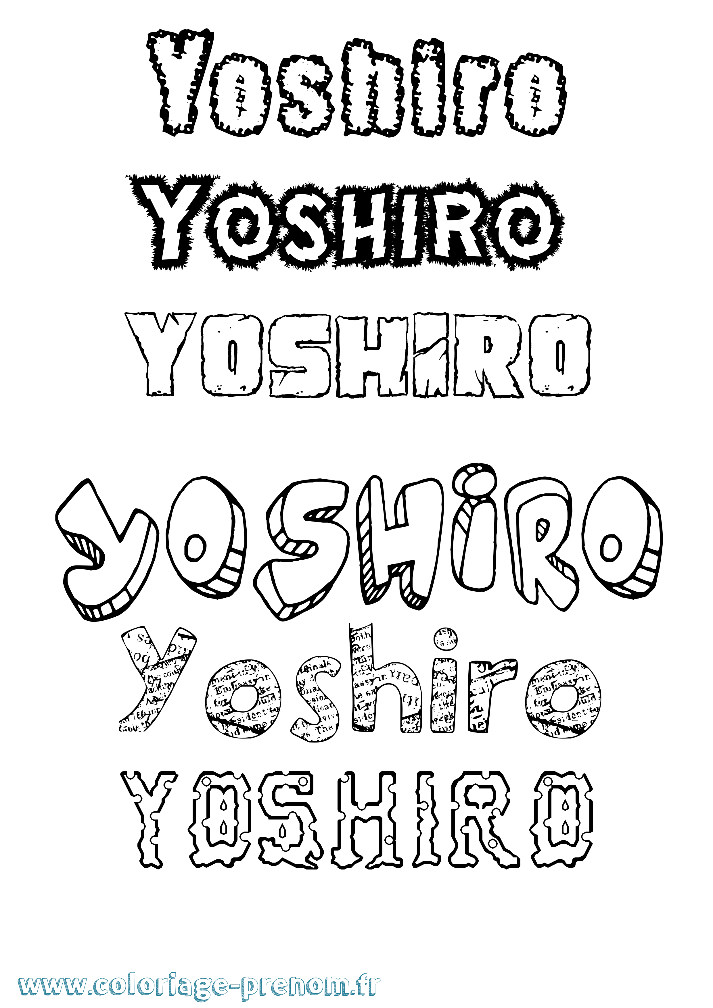 Coloriage Yoshiro Destructuré Coloriage prénom Yoshiro Destructuré