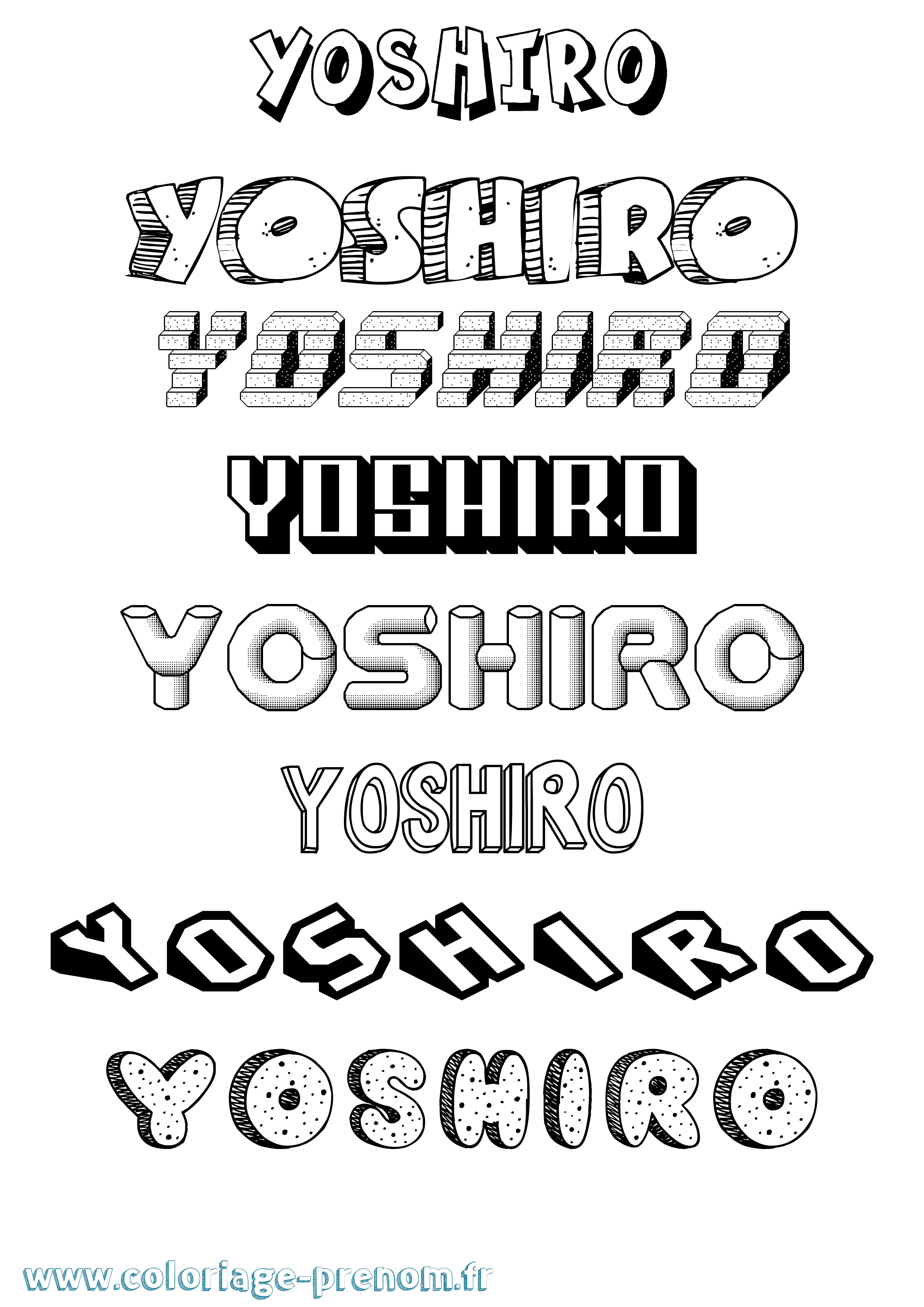 Coloriage Yoshiro Effet 3D Coloriage prénom Yoshiro Effet 3D