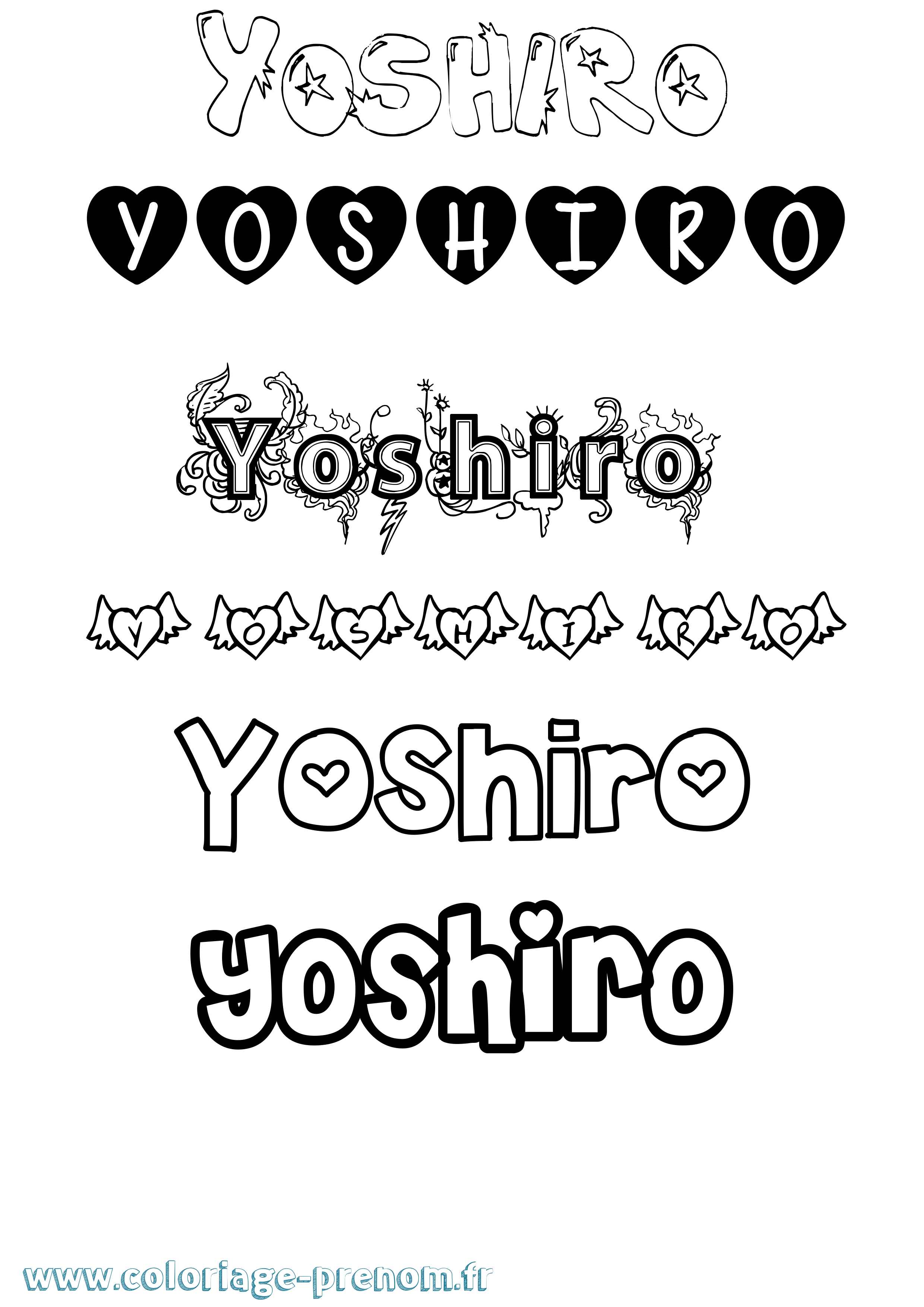 Coloriage Yoshiro Girly Coloriage prénom Yoshiro Girly