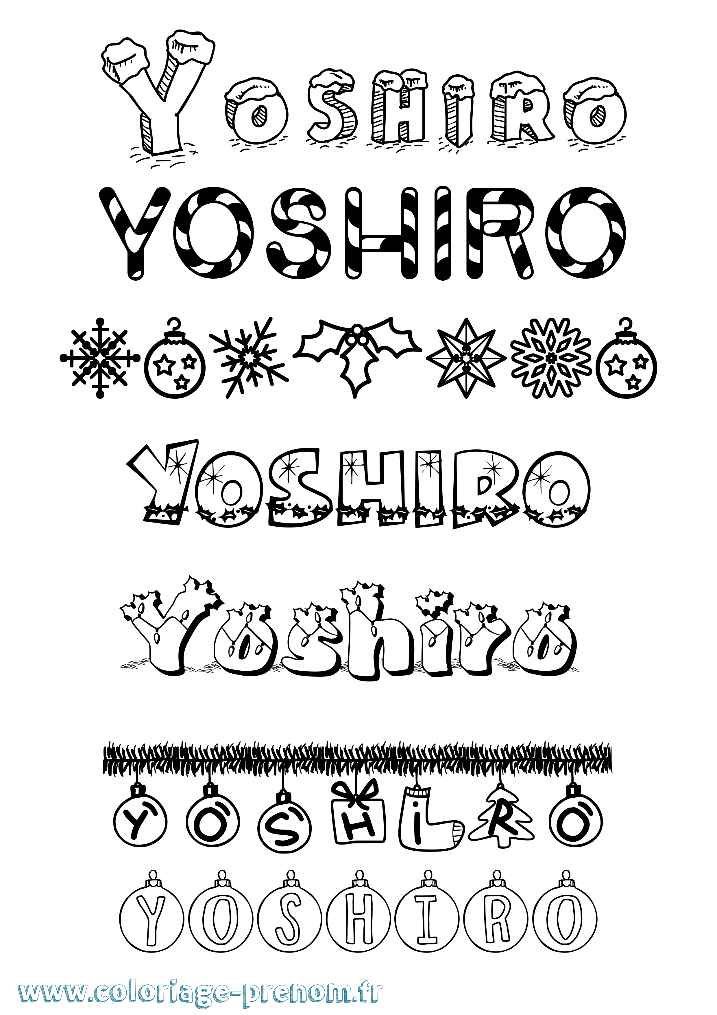 Coloriage Yoshiro Noël Coloriage prénom Yoshiro Noël