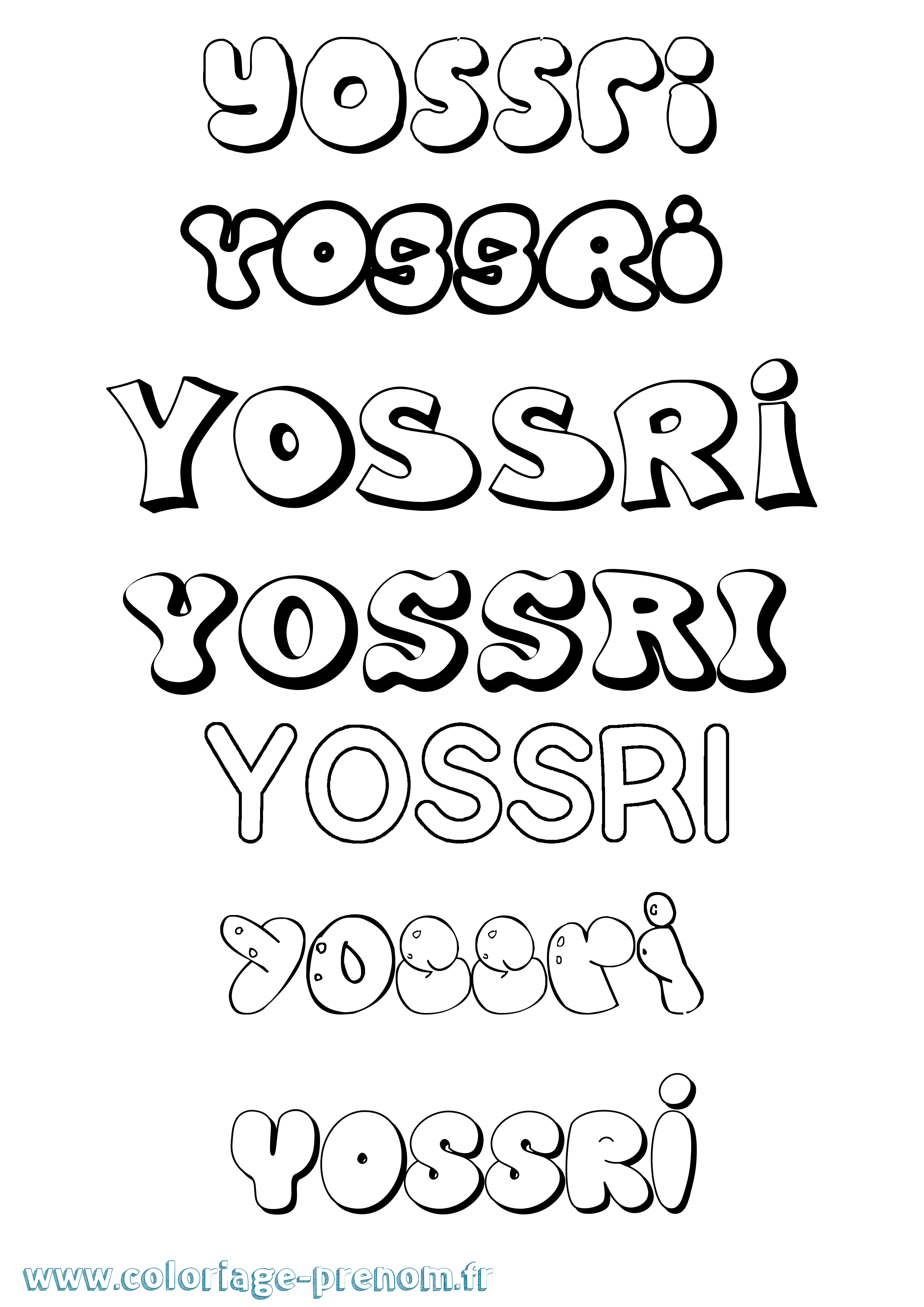 Coloriage Yossri Bubble Coloriage prénom Yossri Bubble