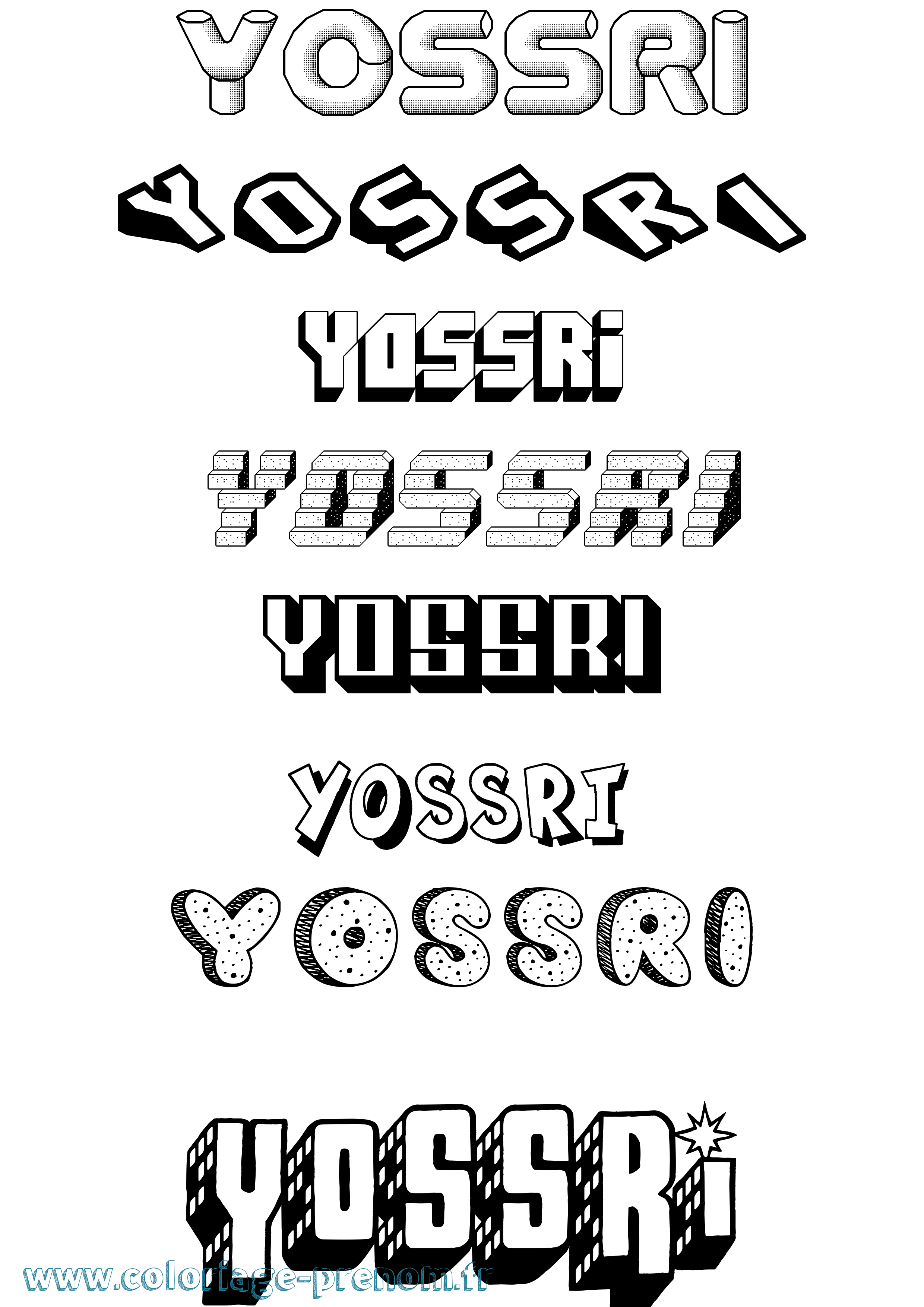Coloriage Yossri Effet 3D Coloriage prénom Yossri Effet 3D