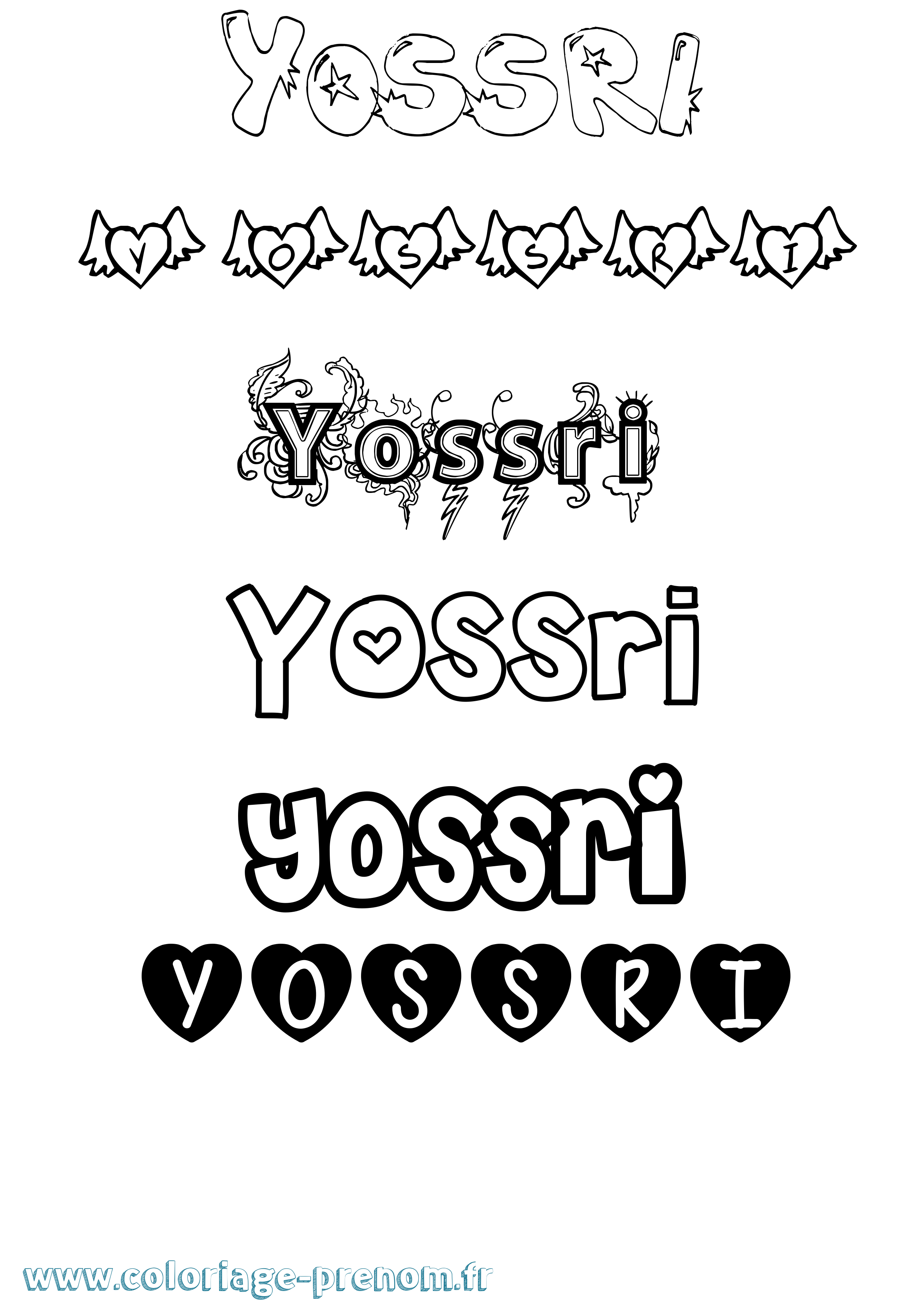 Coloriage Yossri Girly Coloriage prénom Yossri Girly