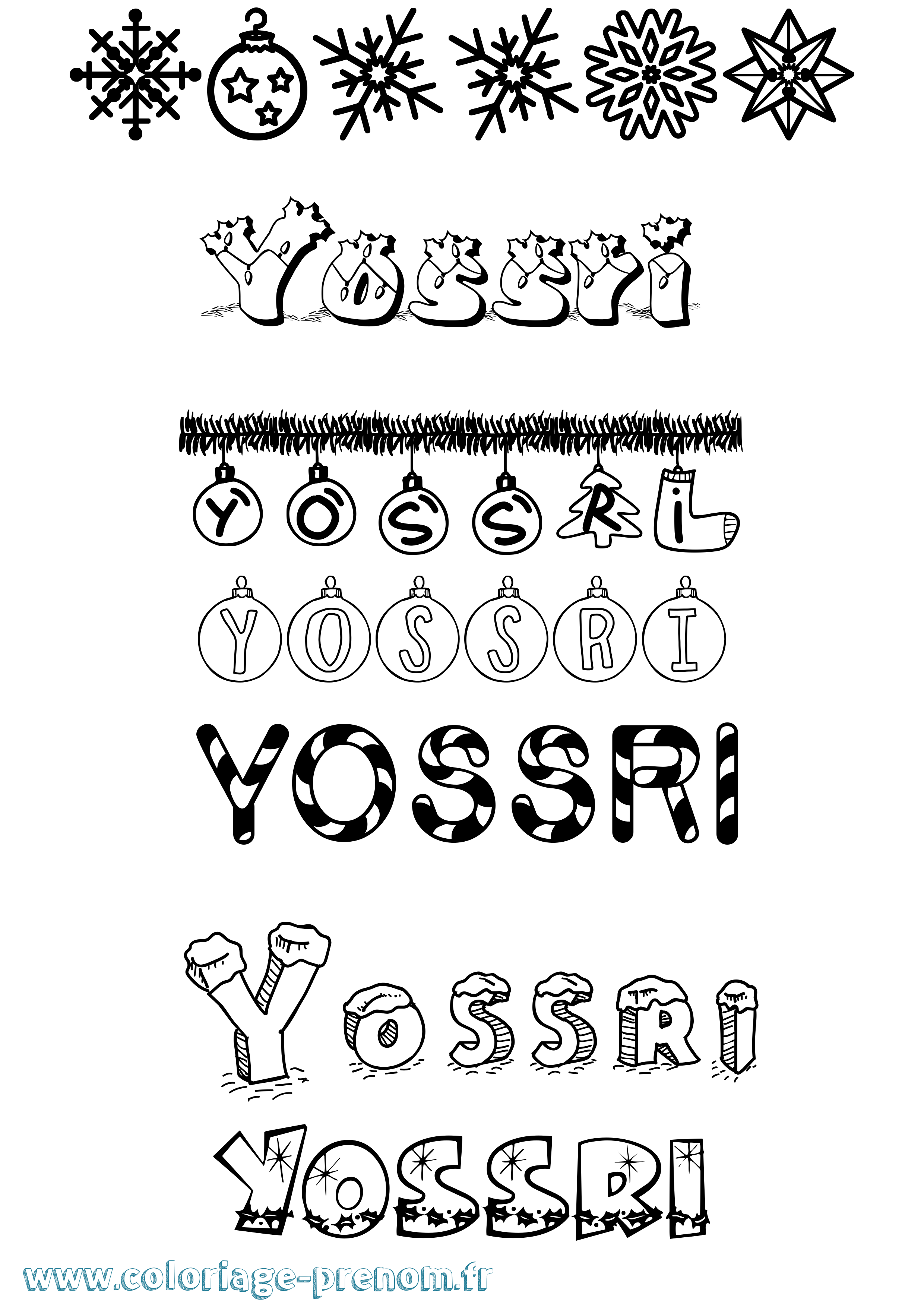 Coloriage Yossri Noël Coloriage prénom Yossri Noël