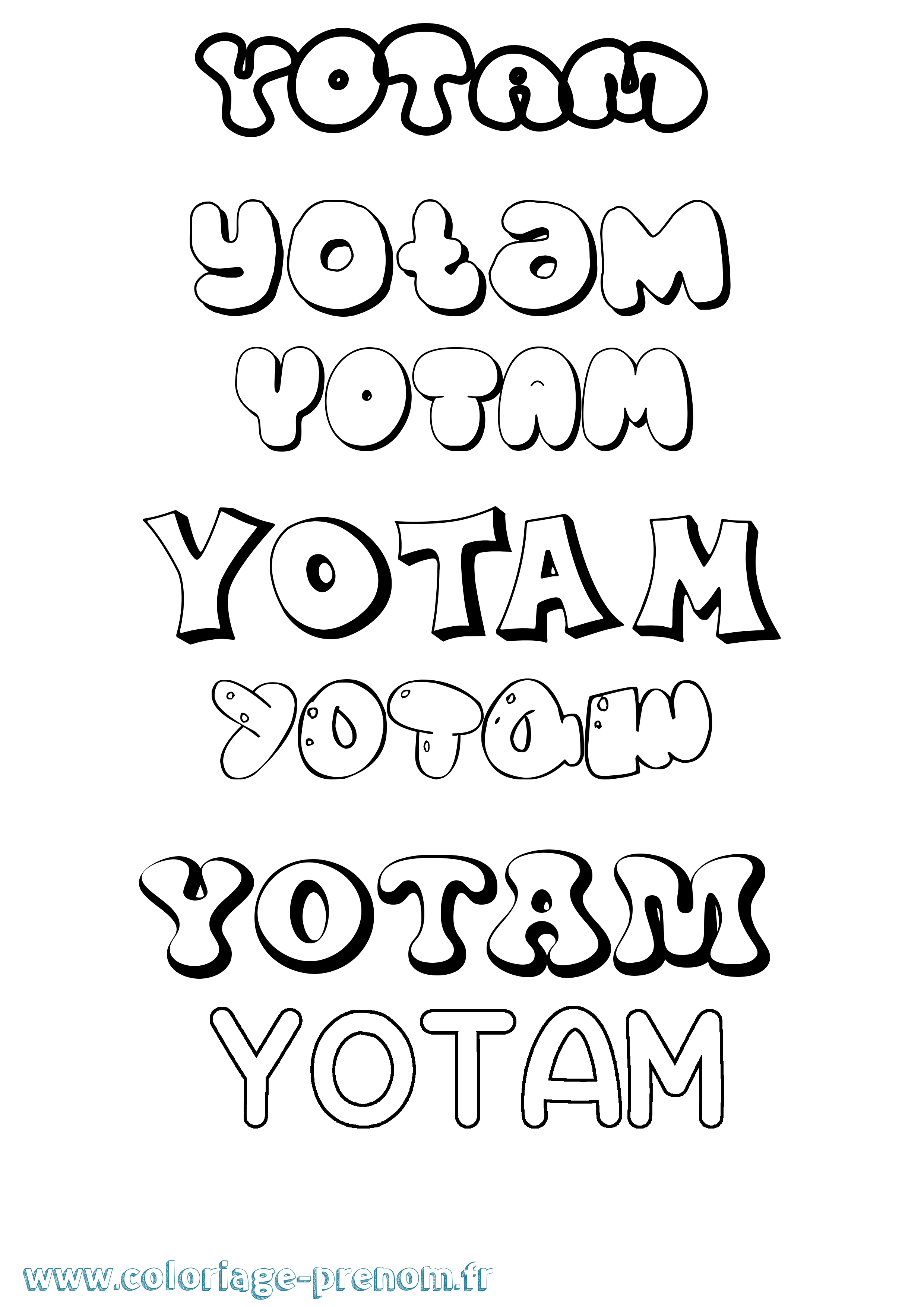 Coloriage Yotam Bubble Coloriage prénom Yotam Bubble