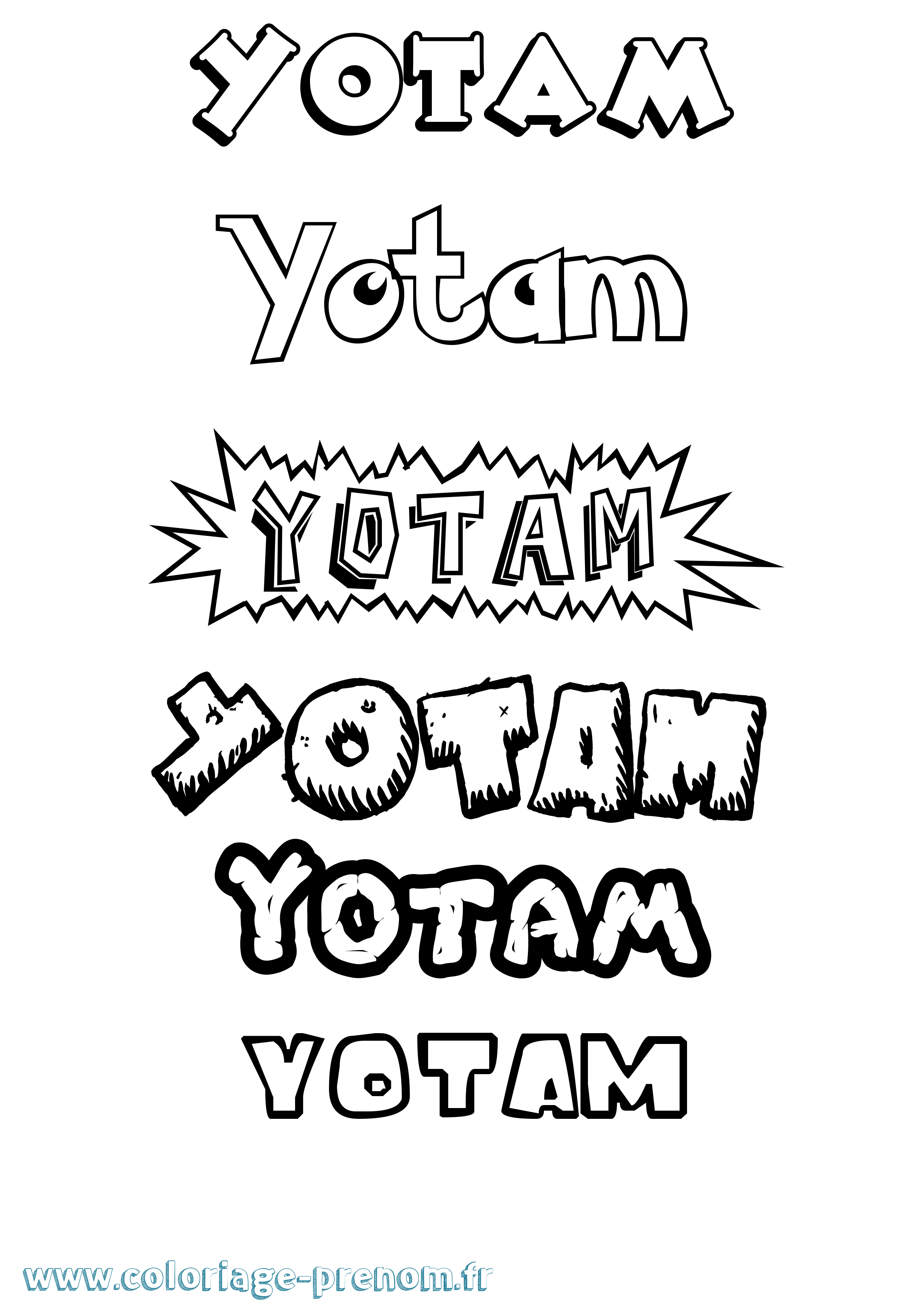 Coloriage Yotam Dessin Animé Coloriage prénom Yotam Dessin Animé
