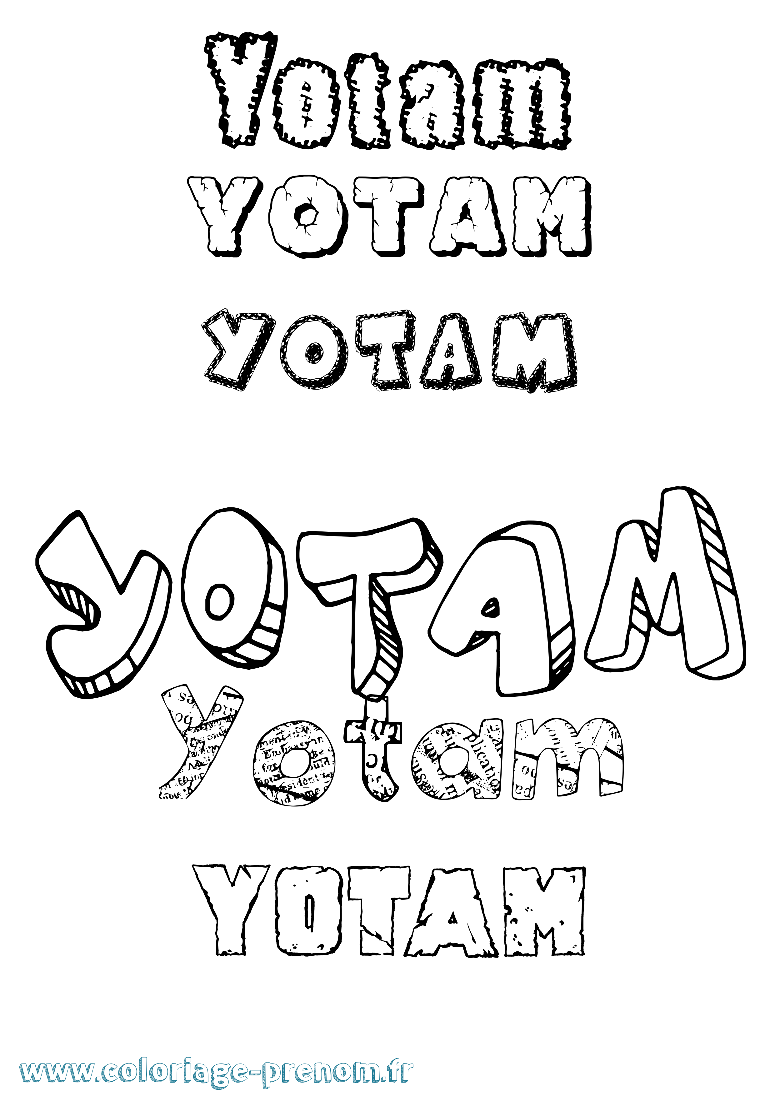 Coloriage Yotam Destructuré Coloriage prénom Yotam Destructuré