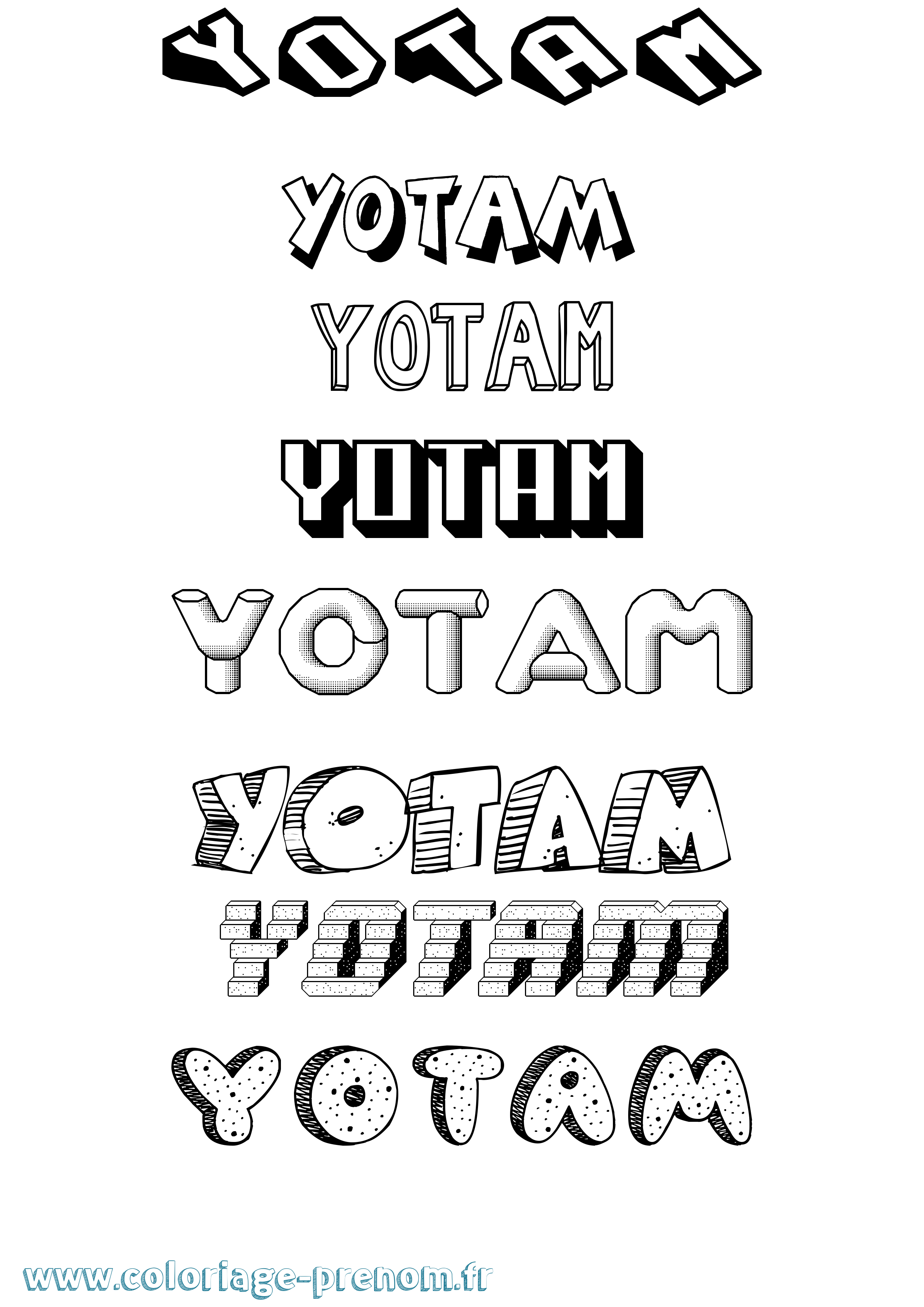 Coloriage Yotam Effet 3D Coloriage prénom Yotam Effet 3D