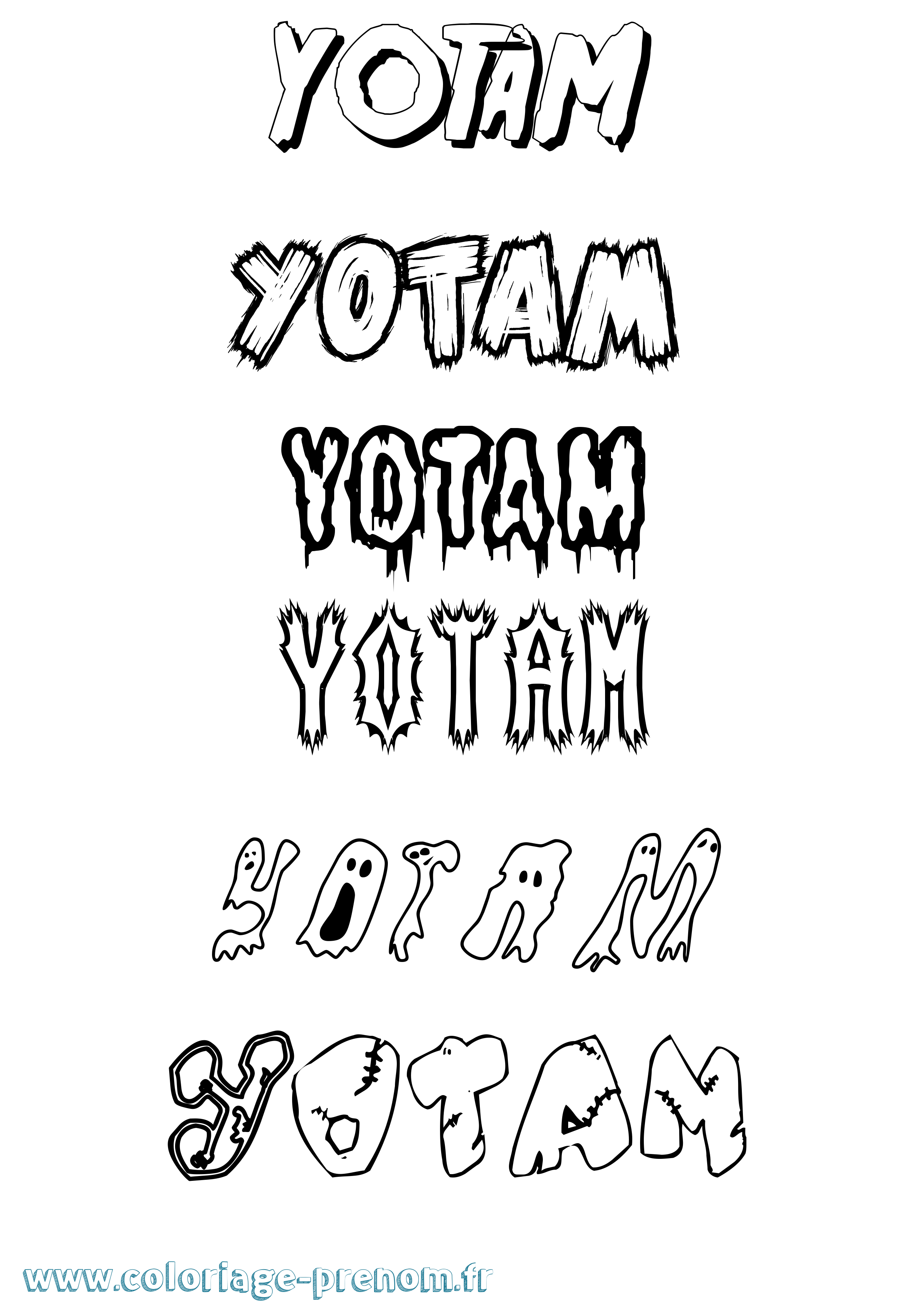 Coloriage Yotam Frisson Coloriage prénom Yotam Frisson