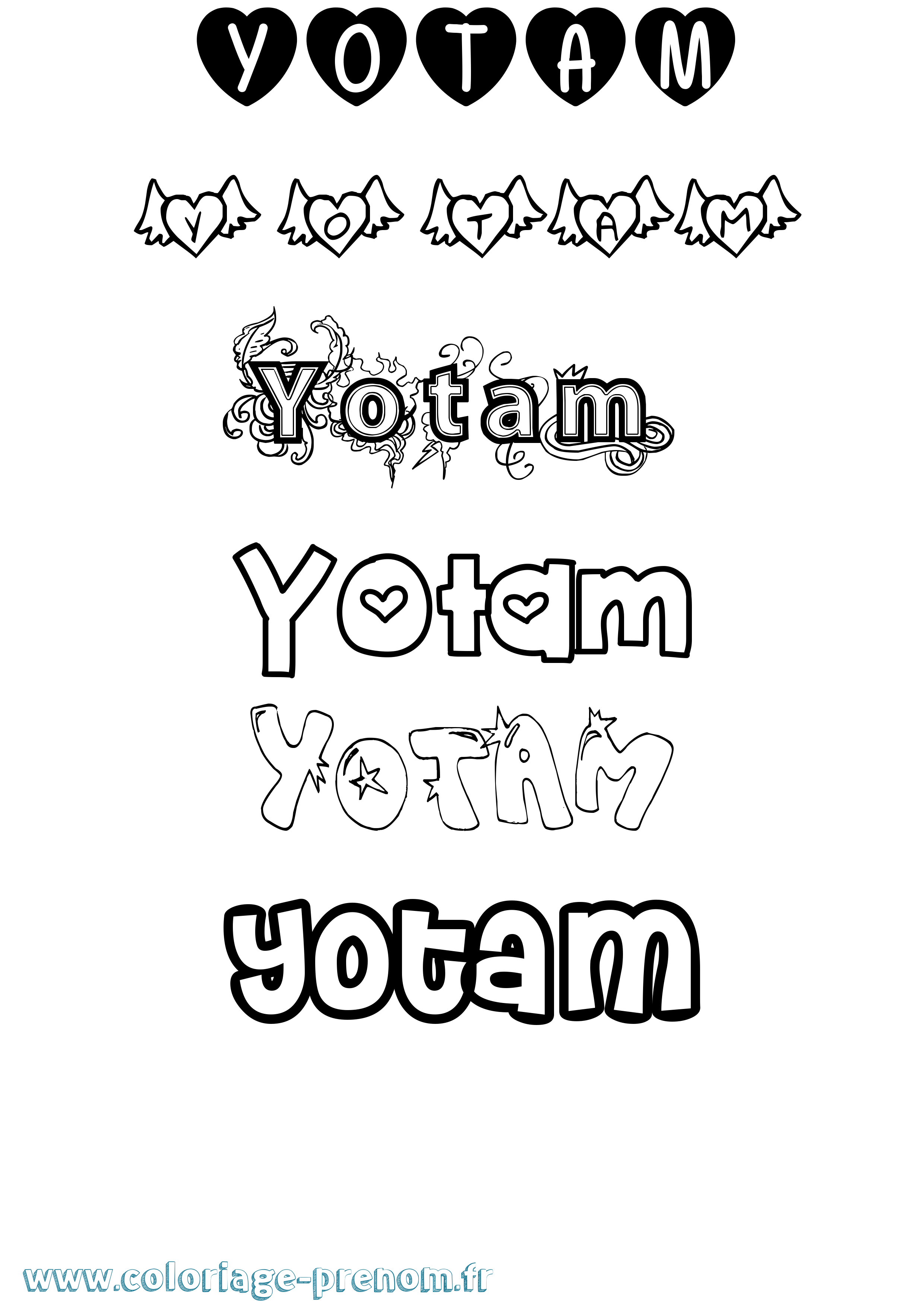 Coloriage Yotam Girly Coloriage prénom Yotam Girly