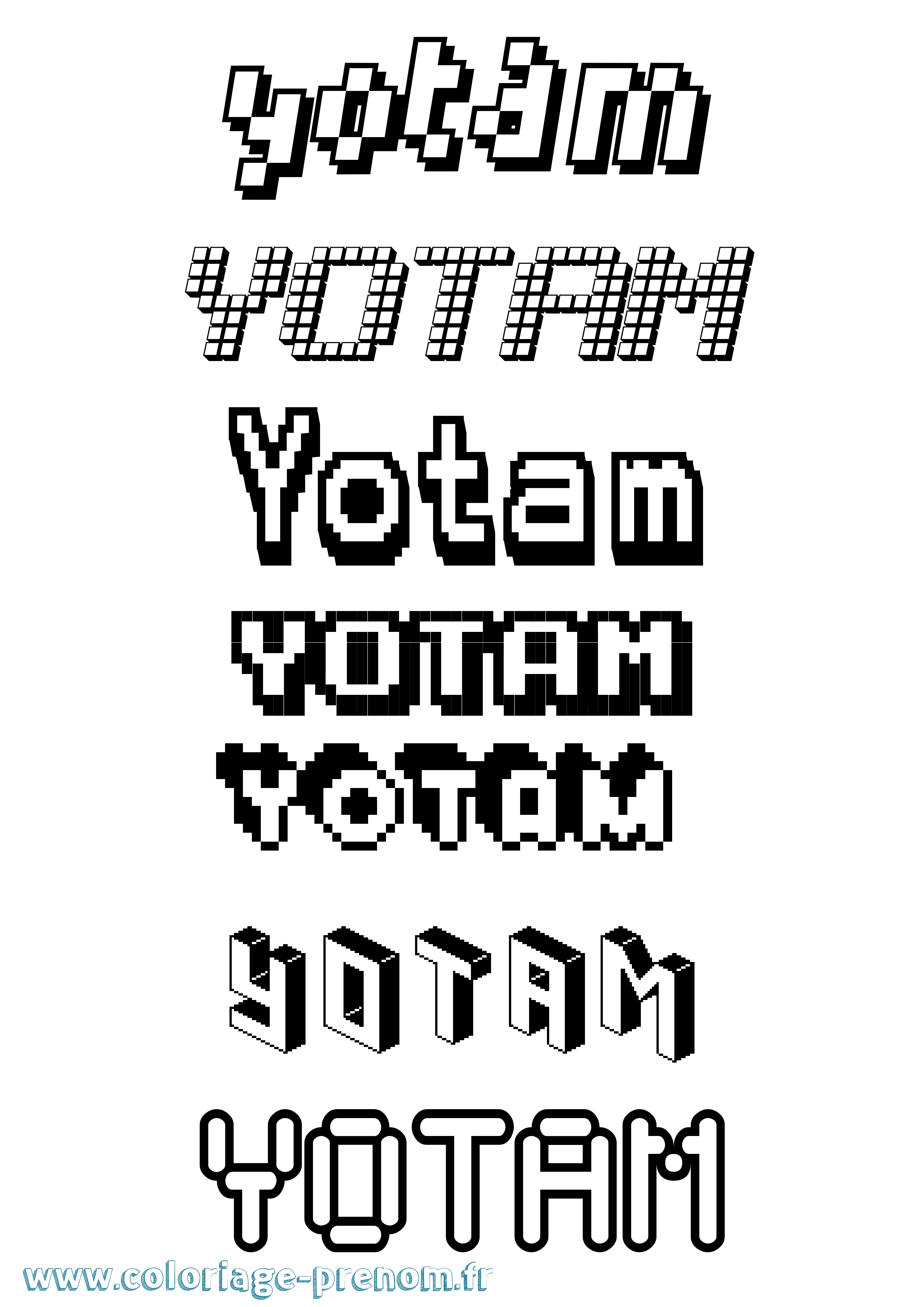 Coloriage Yotam Pixel Coloriage prénom Yotam Pixel