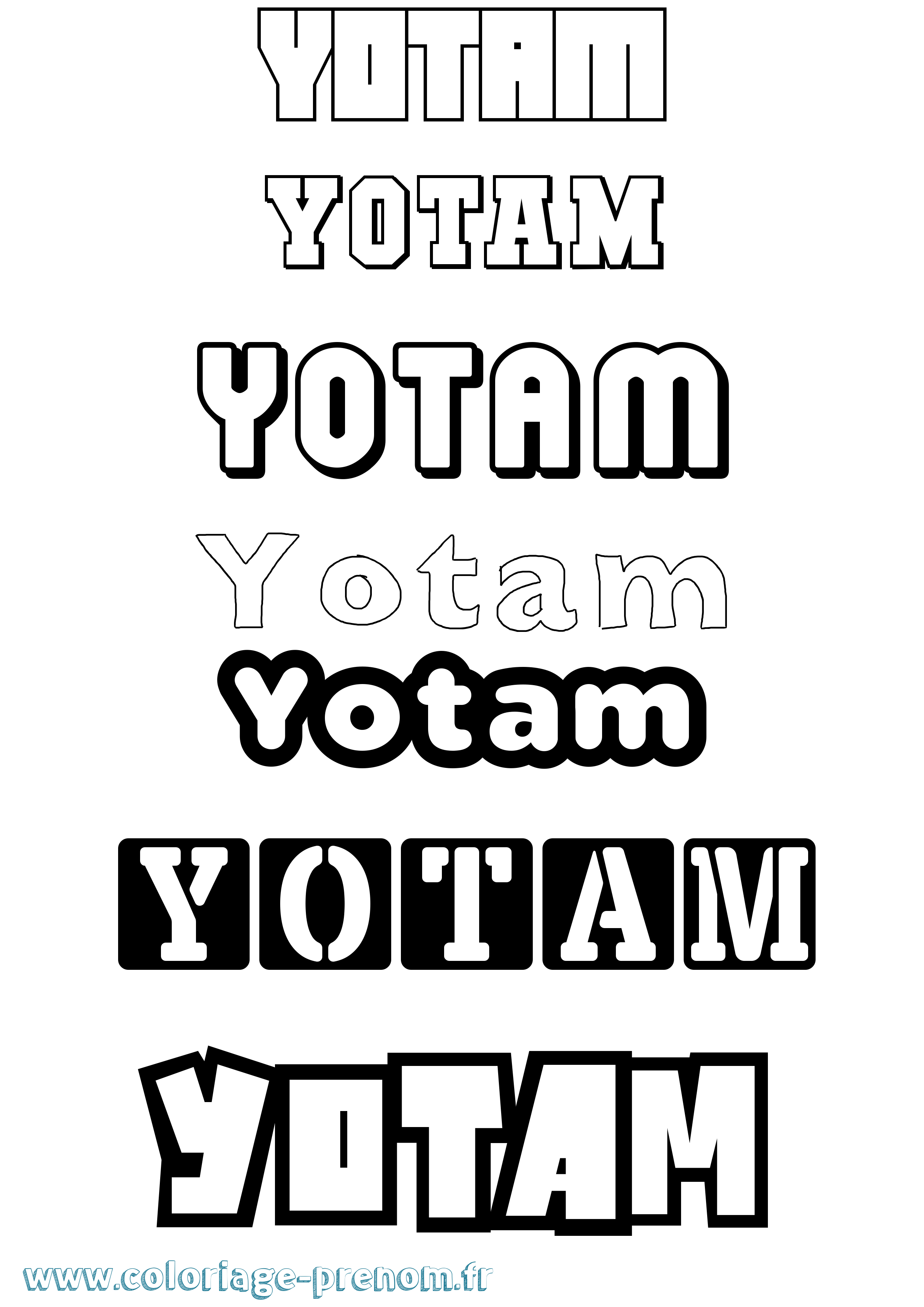 Coloriage Yotam Simple Coloriage prénom Yotam Simple