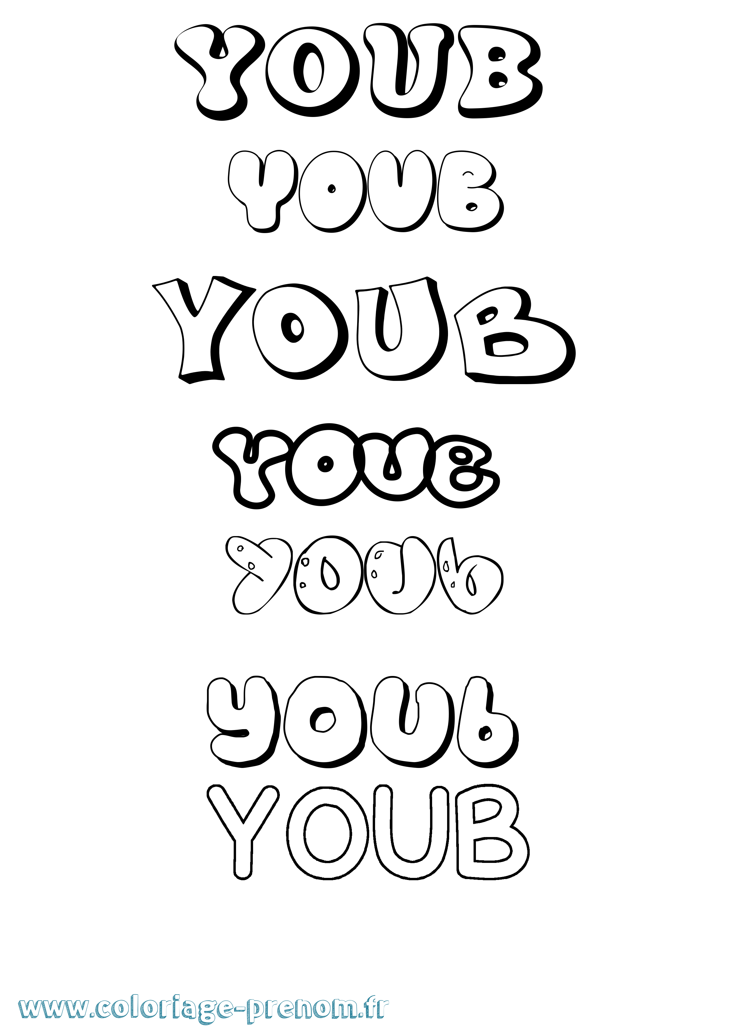Coloriage Youb Bubble Coloriage prénom Youb Bubble