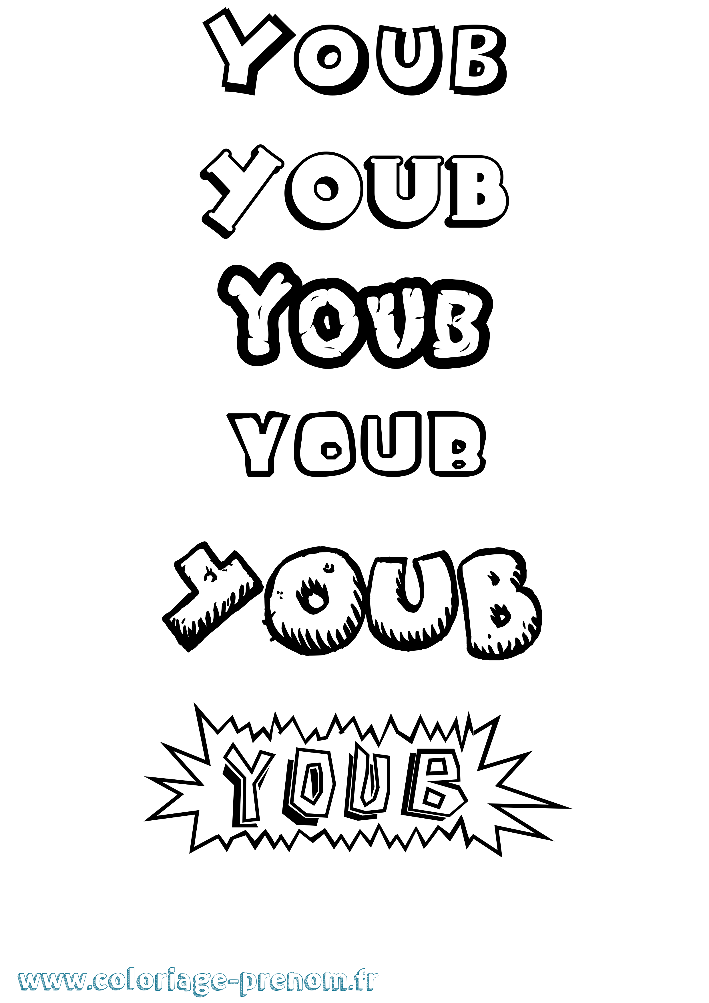 Coloriage Youb Dessin Animé Coloriage prénom Youb Dessin Animé