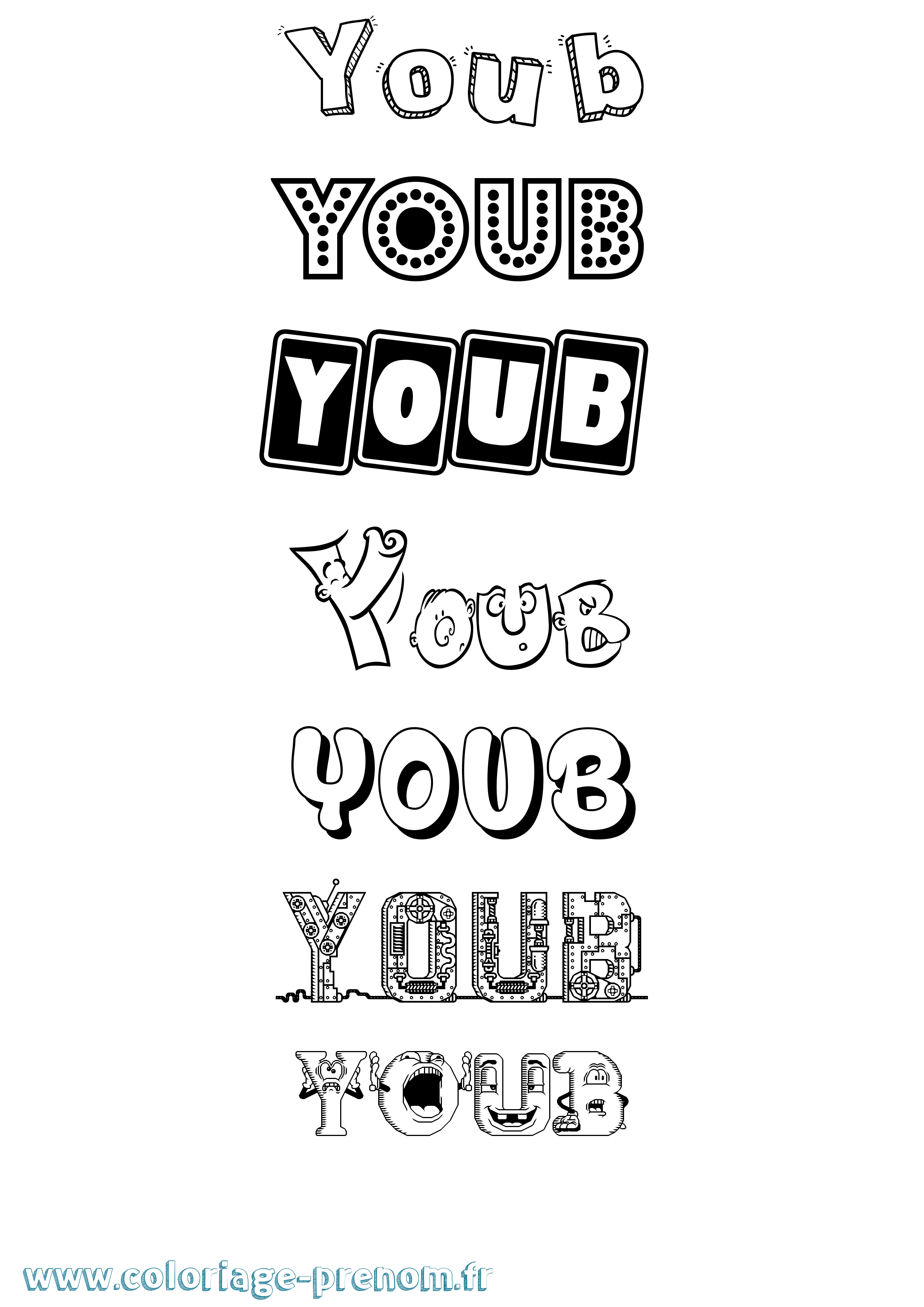Coloriage Youb Fun Coloriage prénom Youb Fun