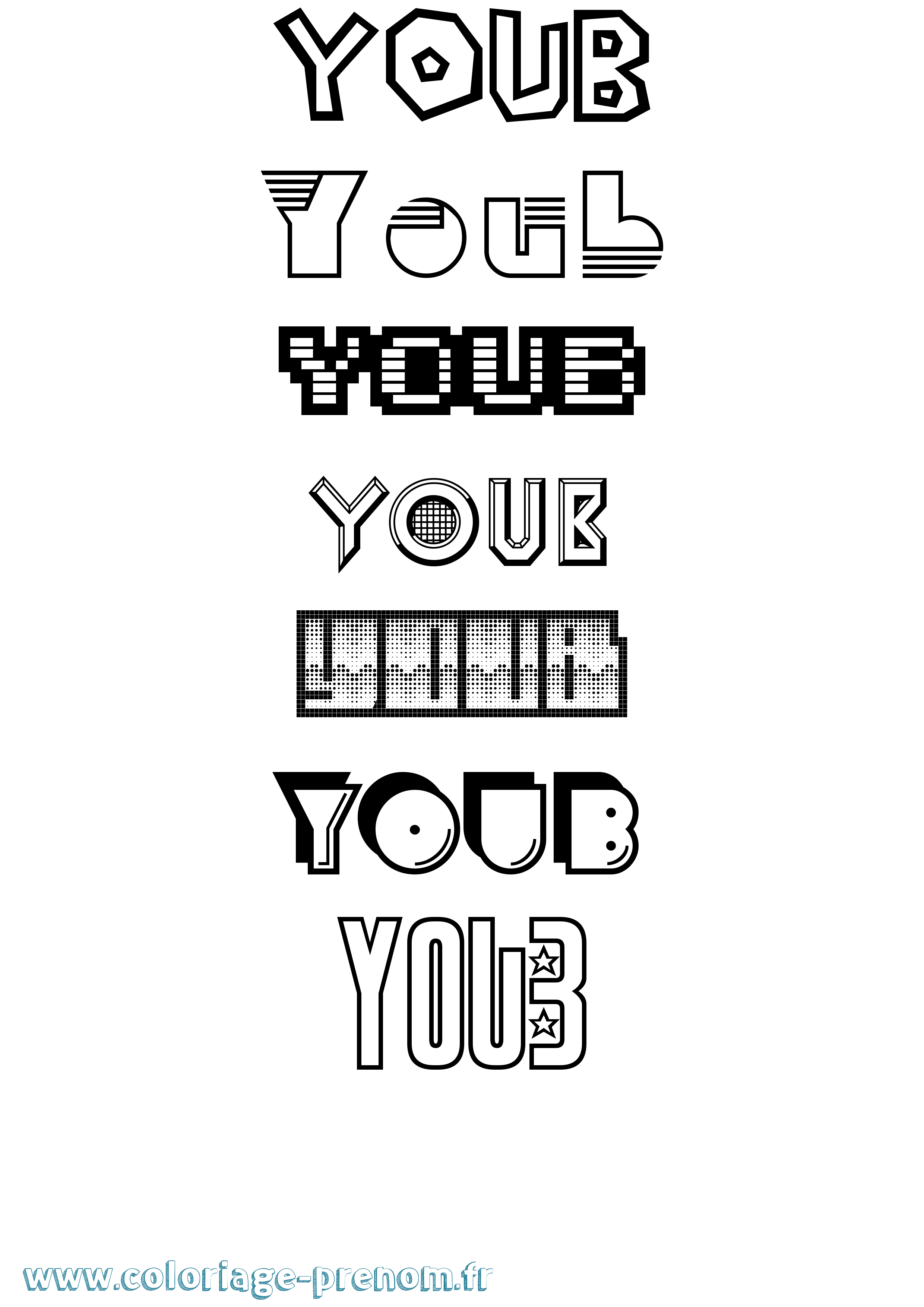 Coloriage Youb Jeux Vidéos Coloriage prénom Youb Jeux Vidéos