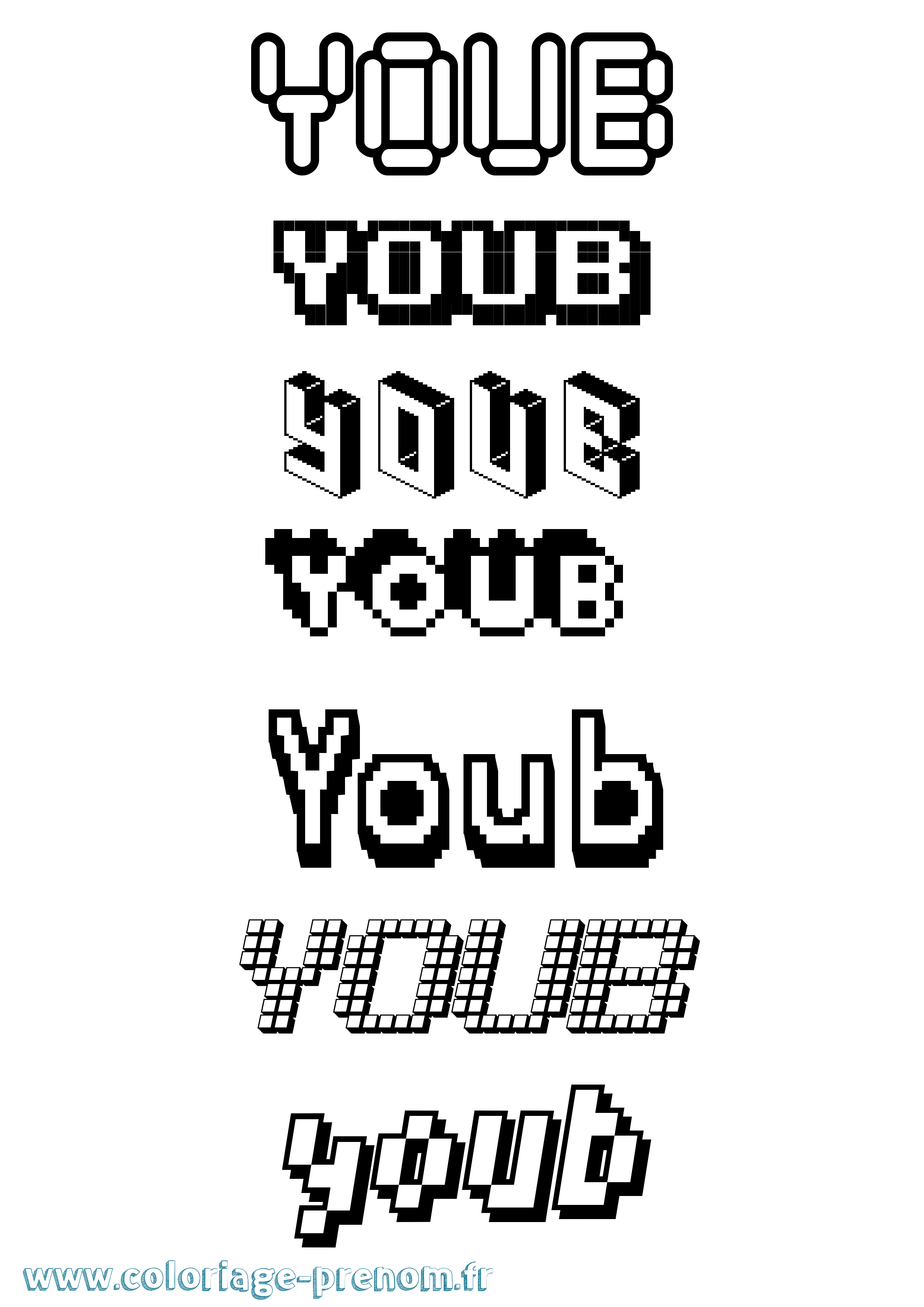 Coloriage Youb Pixel Coloriage prénom Youb Pixel