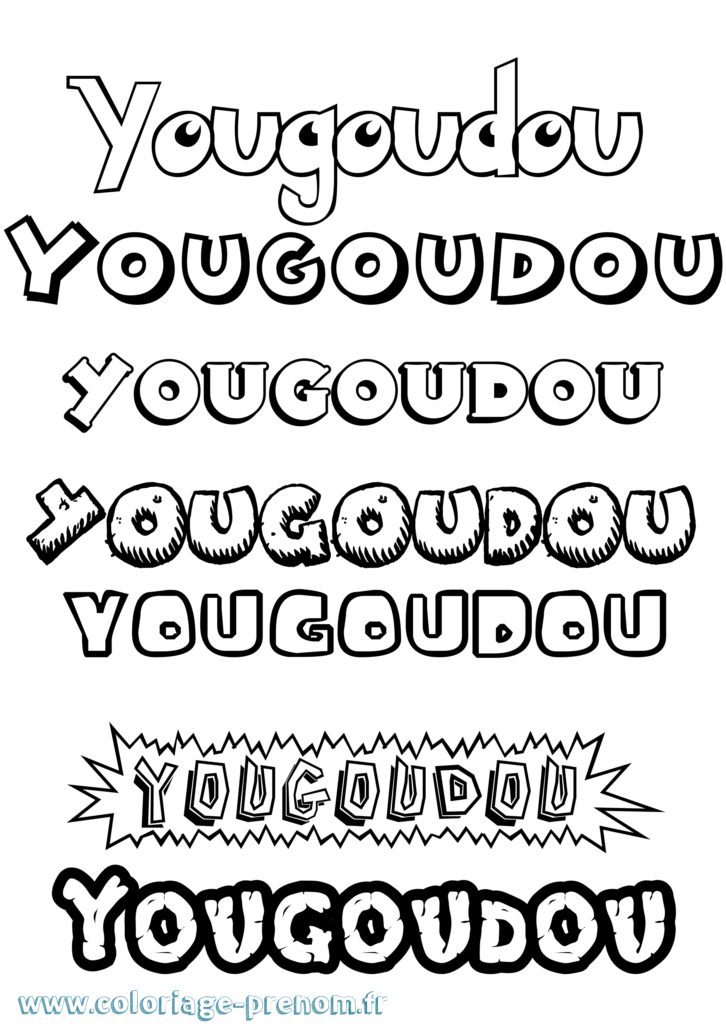 Coloriage Yougoudou Dessin Animé Coloriage prénom Yougoudou Dessin Animé