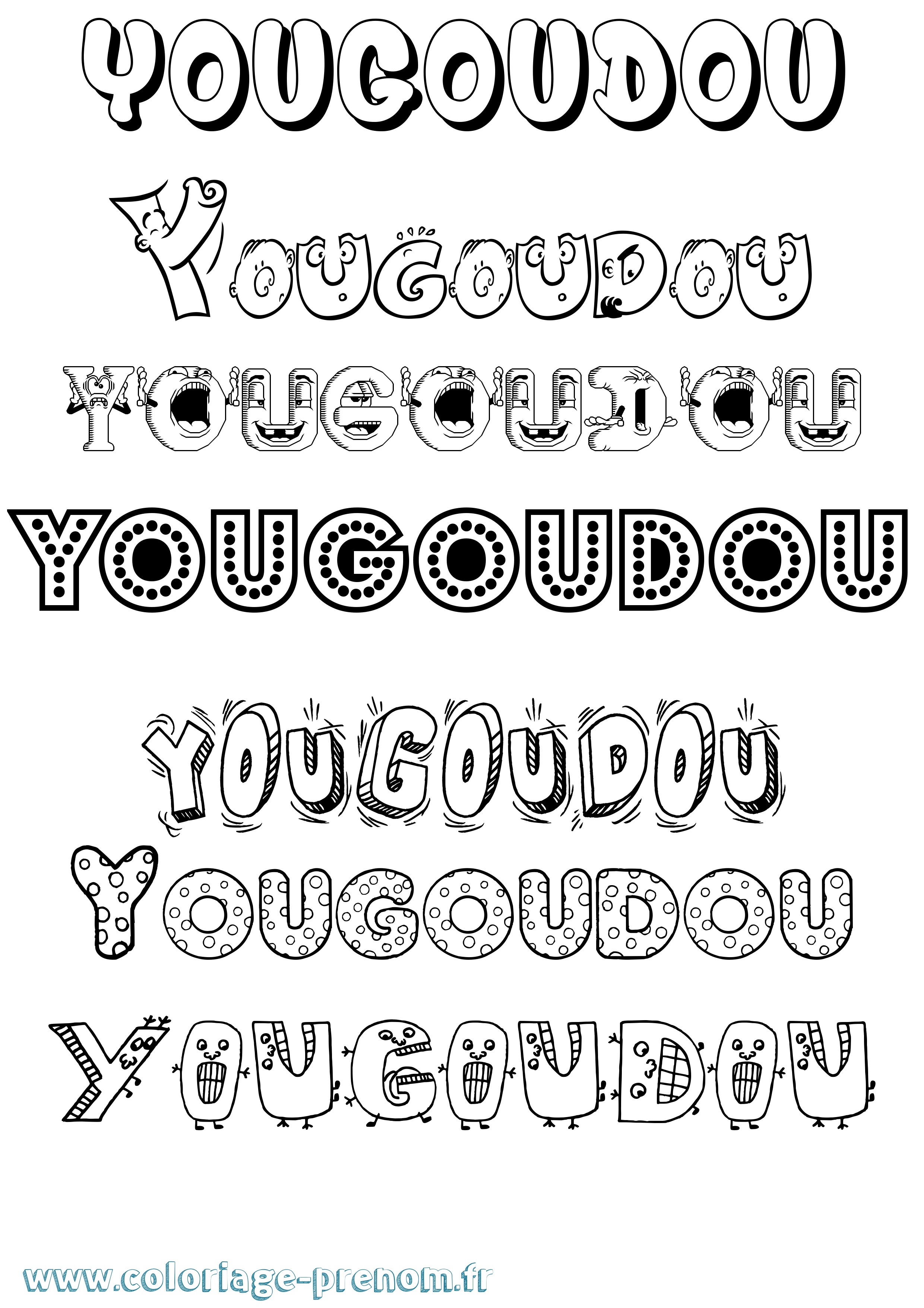 Coloriage Yougoudou Fun Coloriage prénom Yougoudou Fun