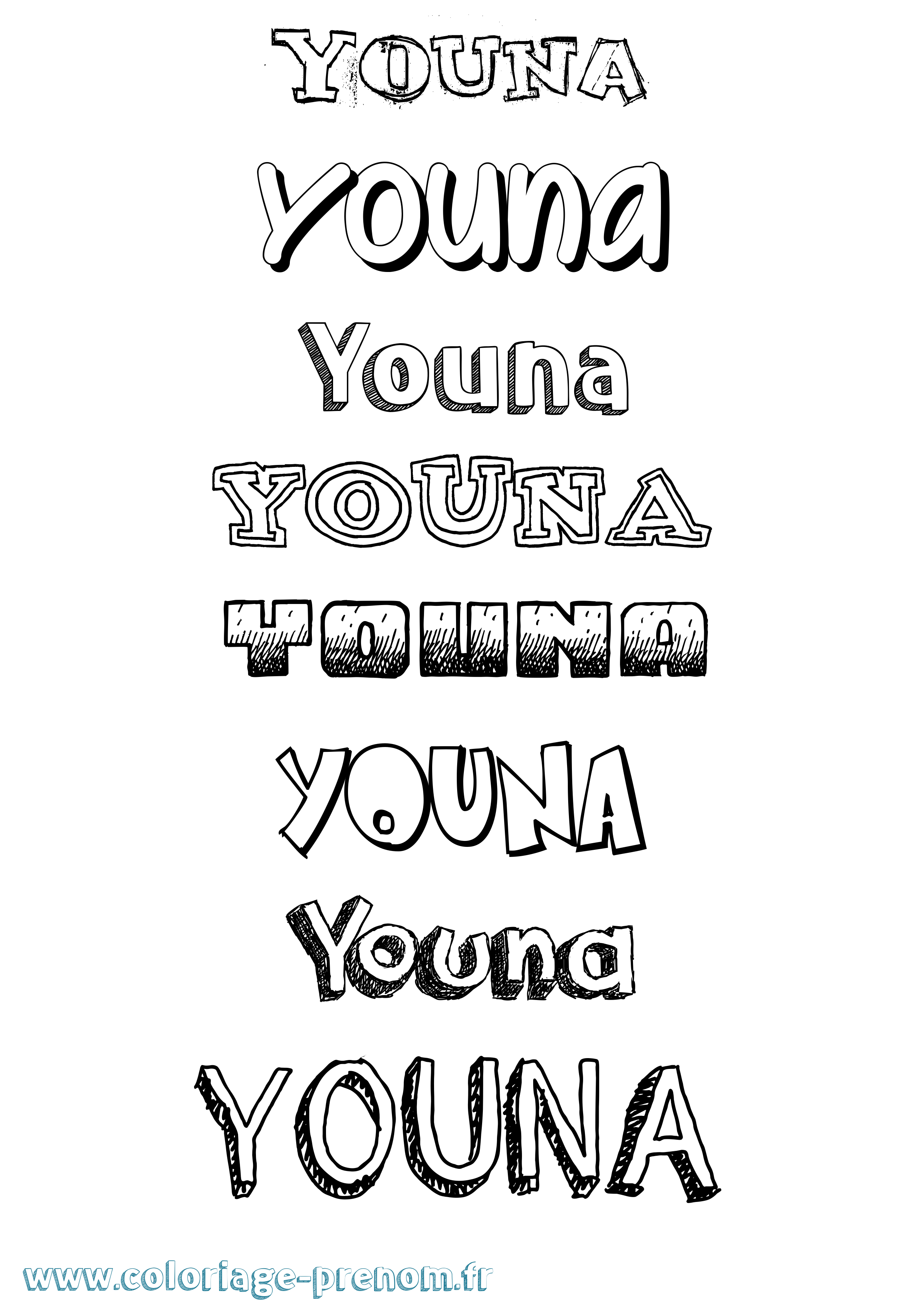 Coloriage Youna Dessiné Coloriage prénom Youna Dessiné