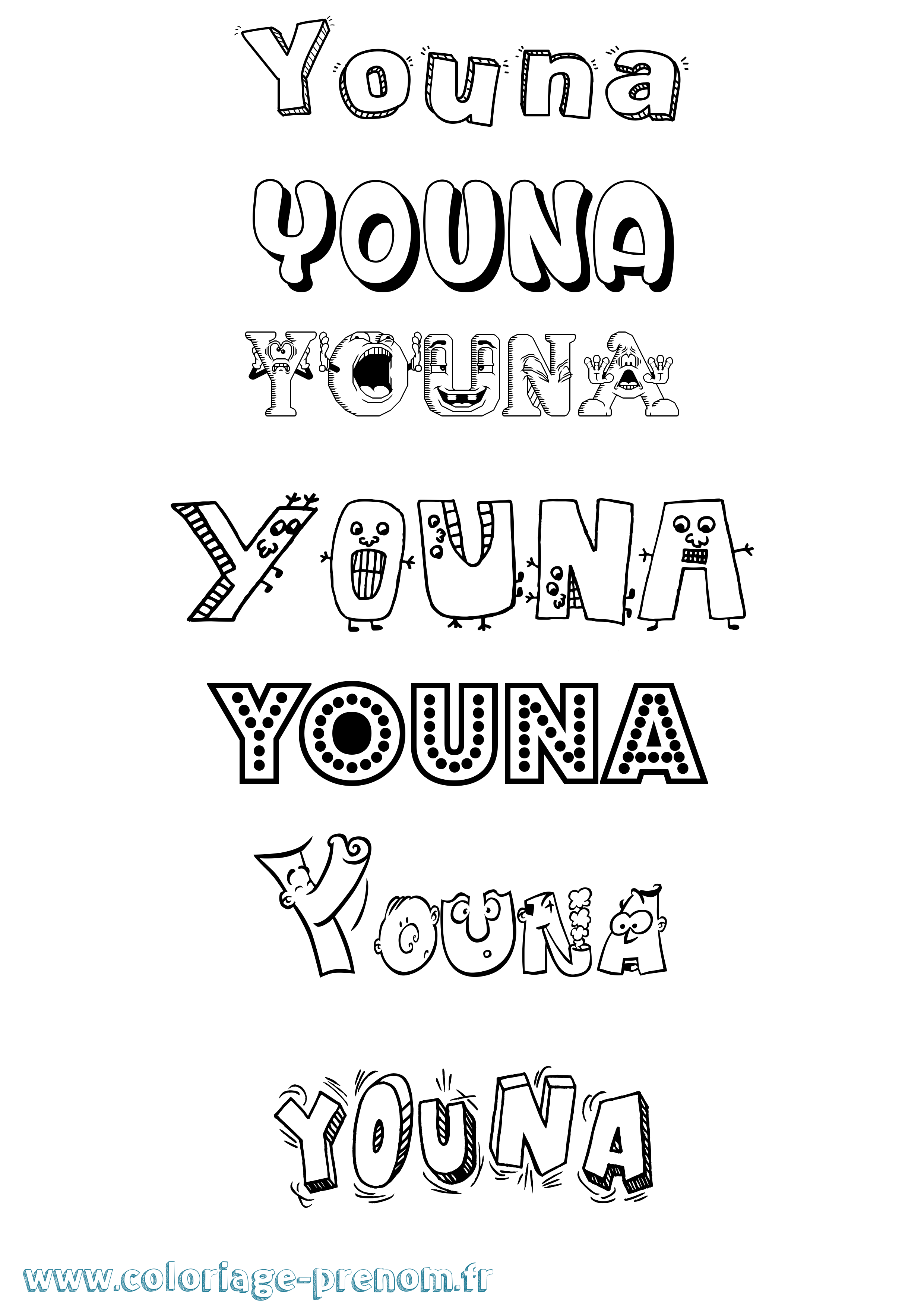 Coloriage Youna Fun Coloriage prénom Youna Fun