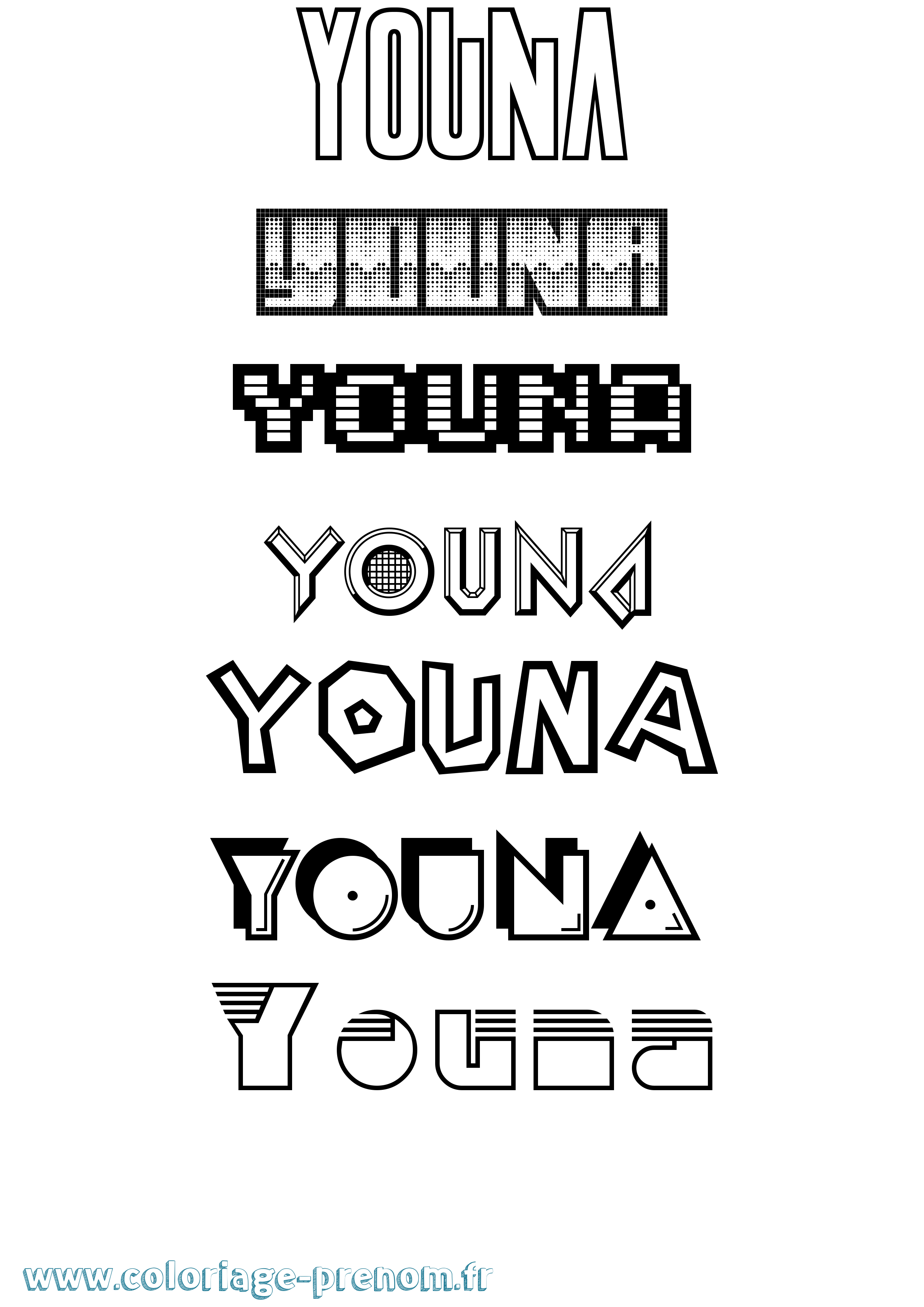 Coloriage Youna Jeux Vidéos Coloriage prénom Youna Jeux Vidéos