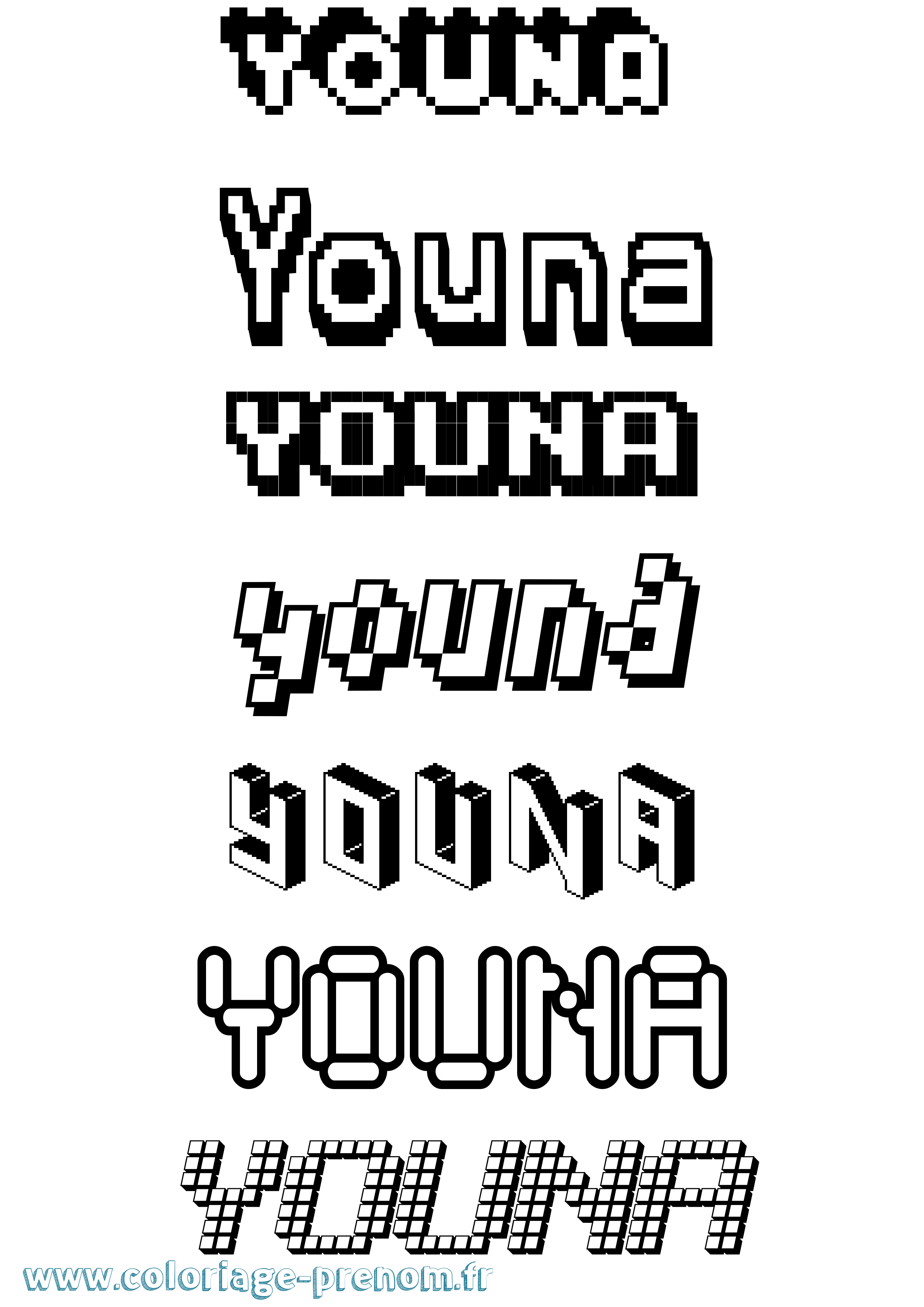 Coloriage Youna Pixel Coloriage prénom Youna Pixel