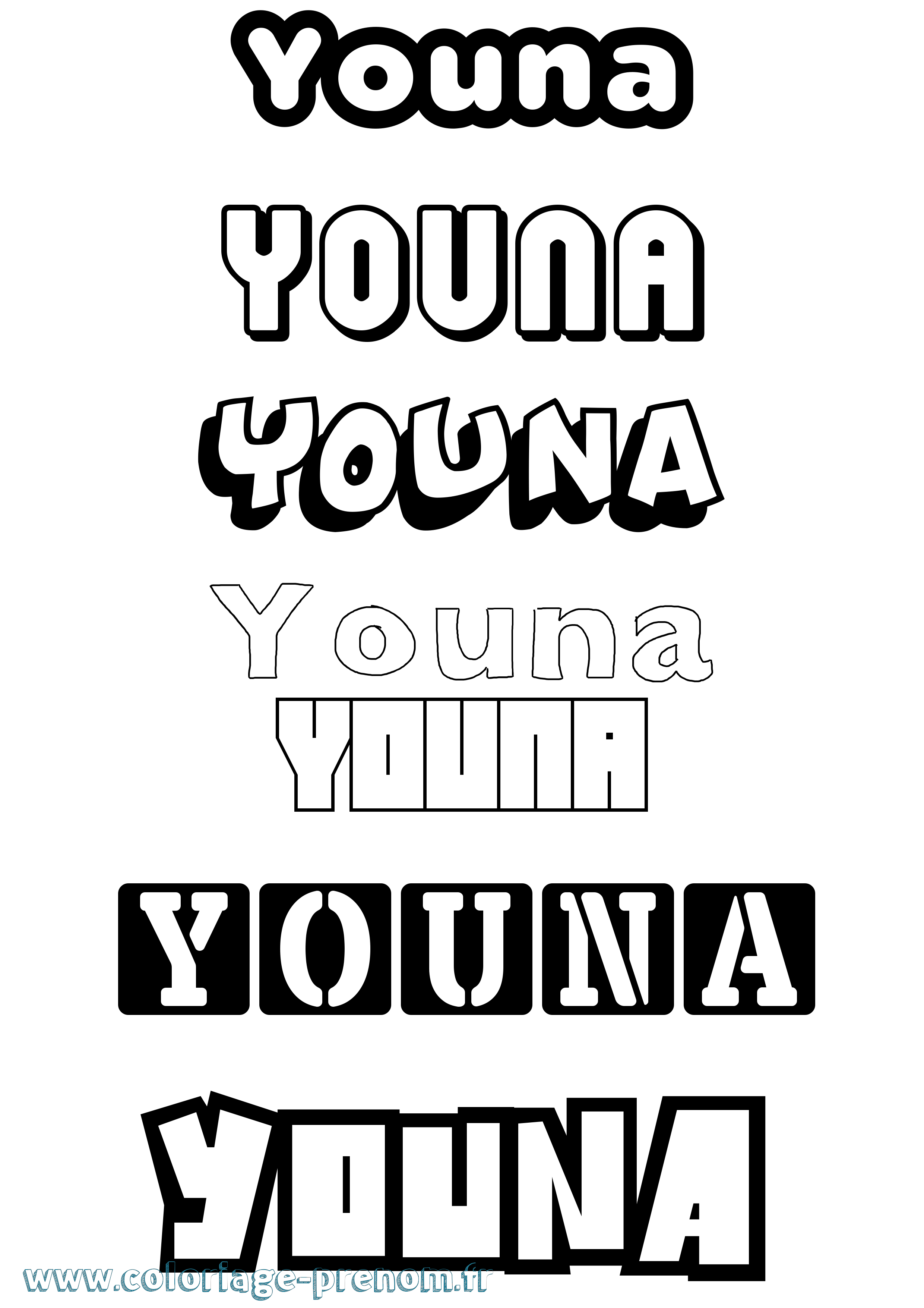 Coloriage Youna Simple Coloriage prénom Youna Simple