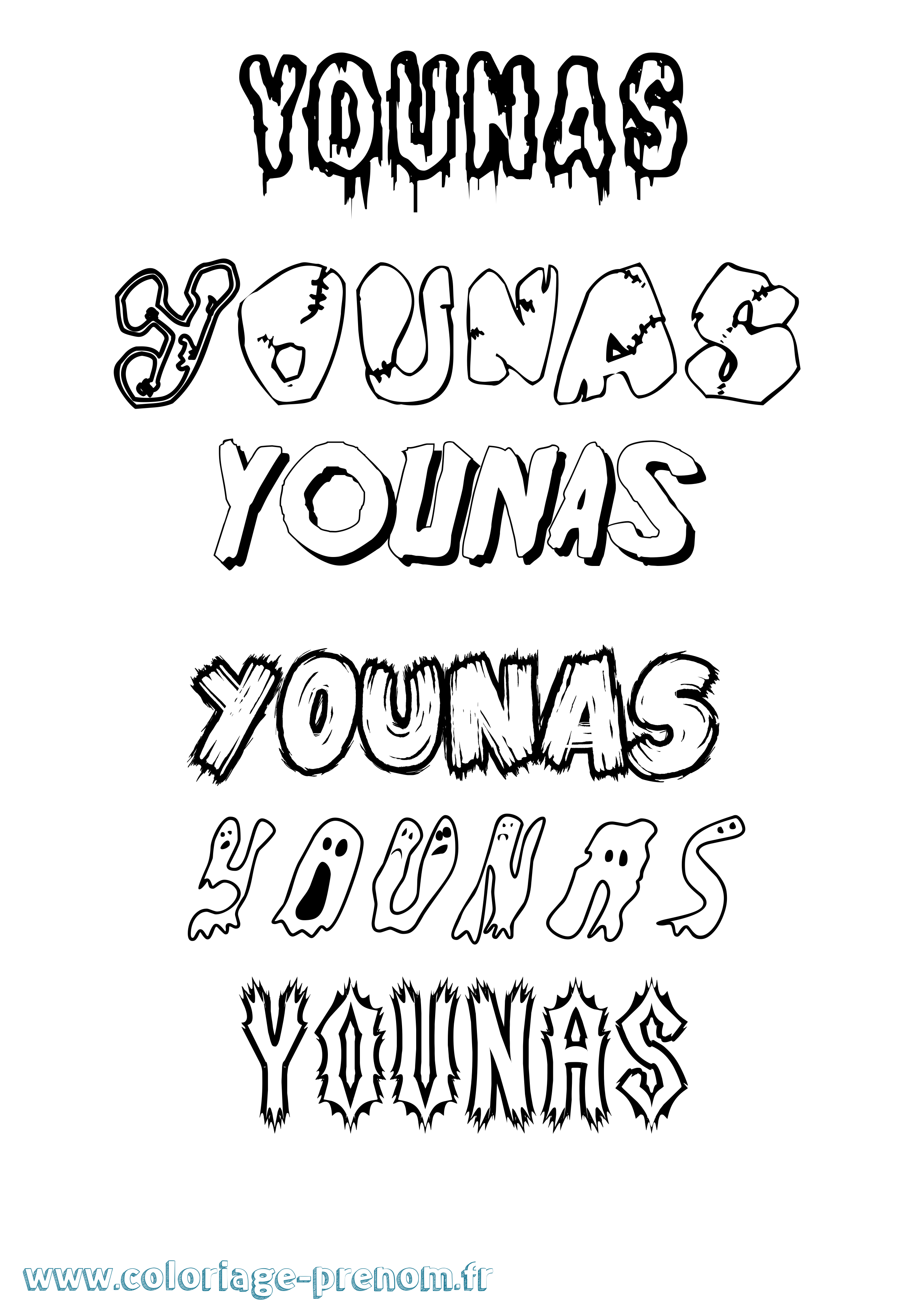 Coloriage Younas Frisson Coloriage prénom Younas Frisson