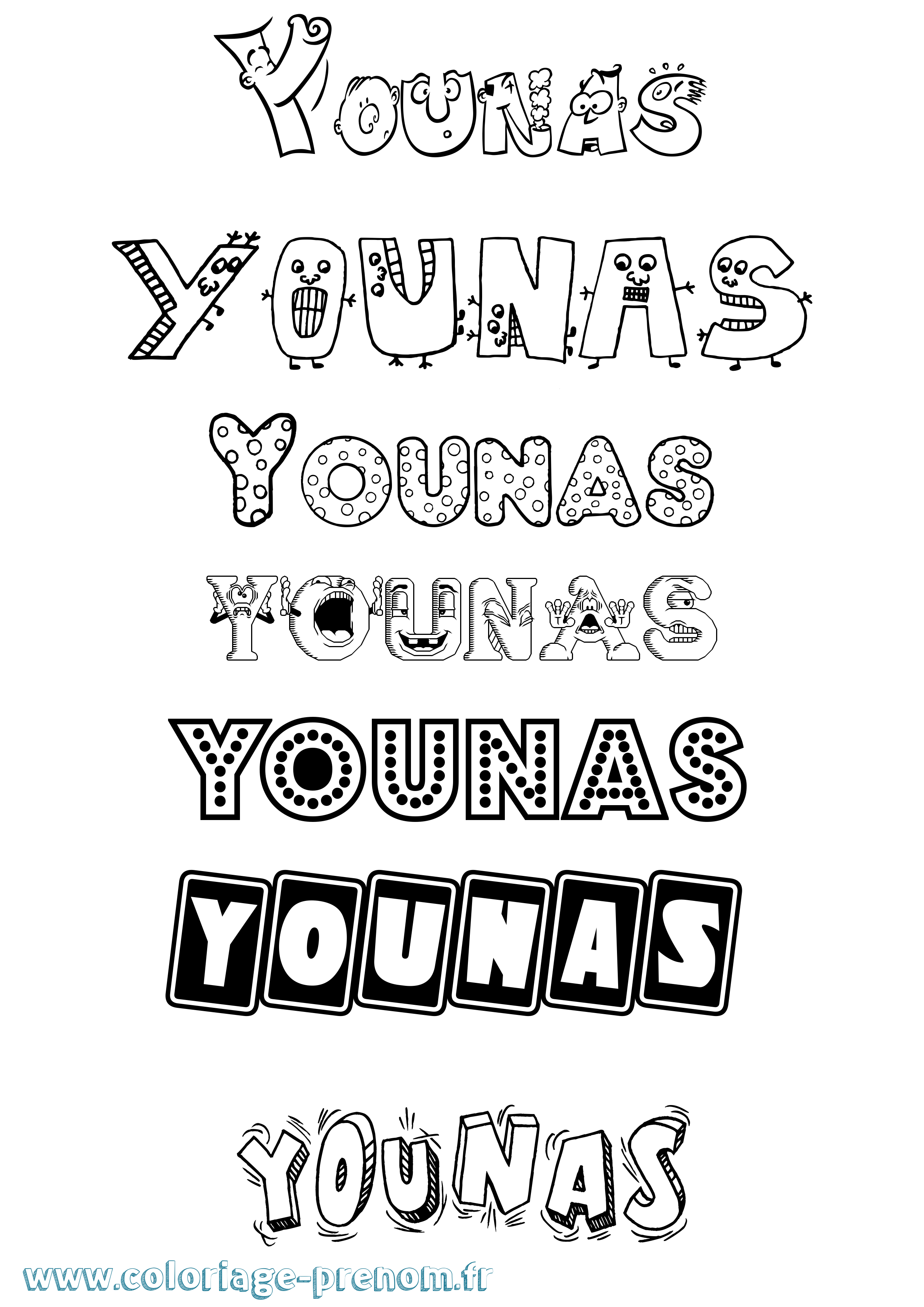 Coloriage Younas Fun Coloriage prénom Younas Fun
