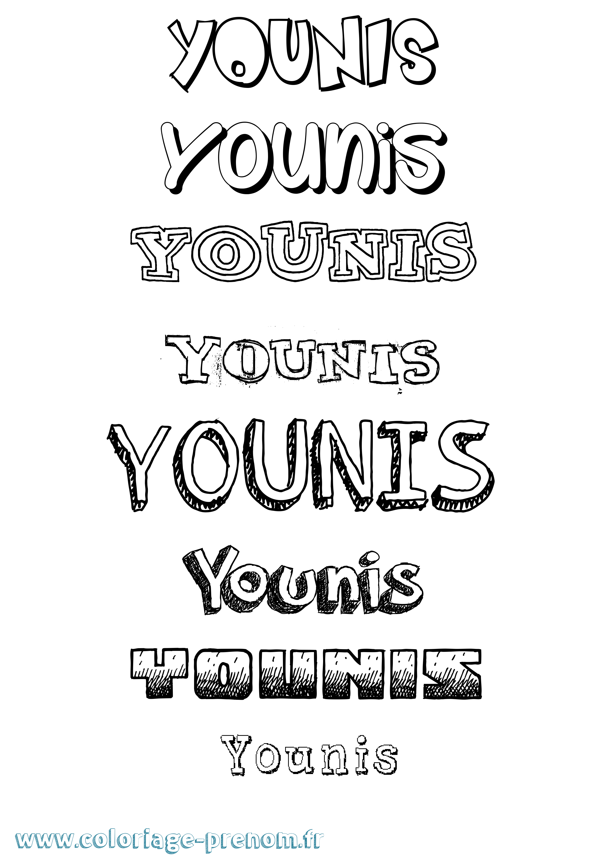 Coloriage Younis Dessiné Coloriage prénom Younis Dessiné