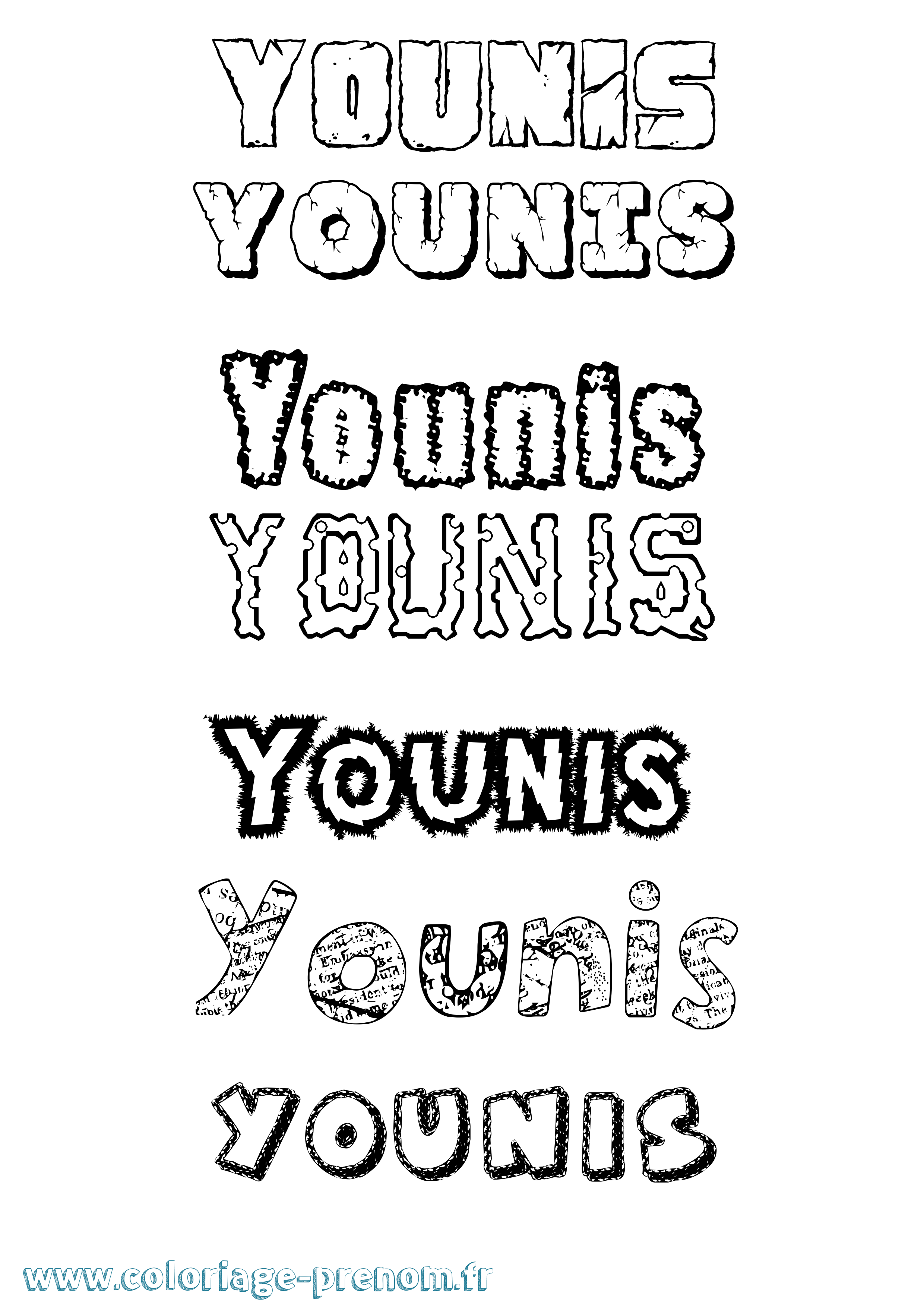 Coloriage Younis Destructuré Coloriage prénom Younis Destructuré