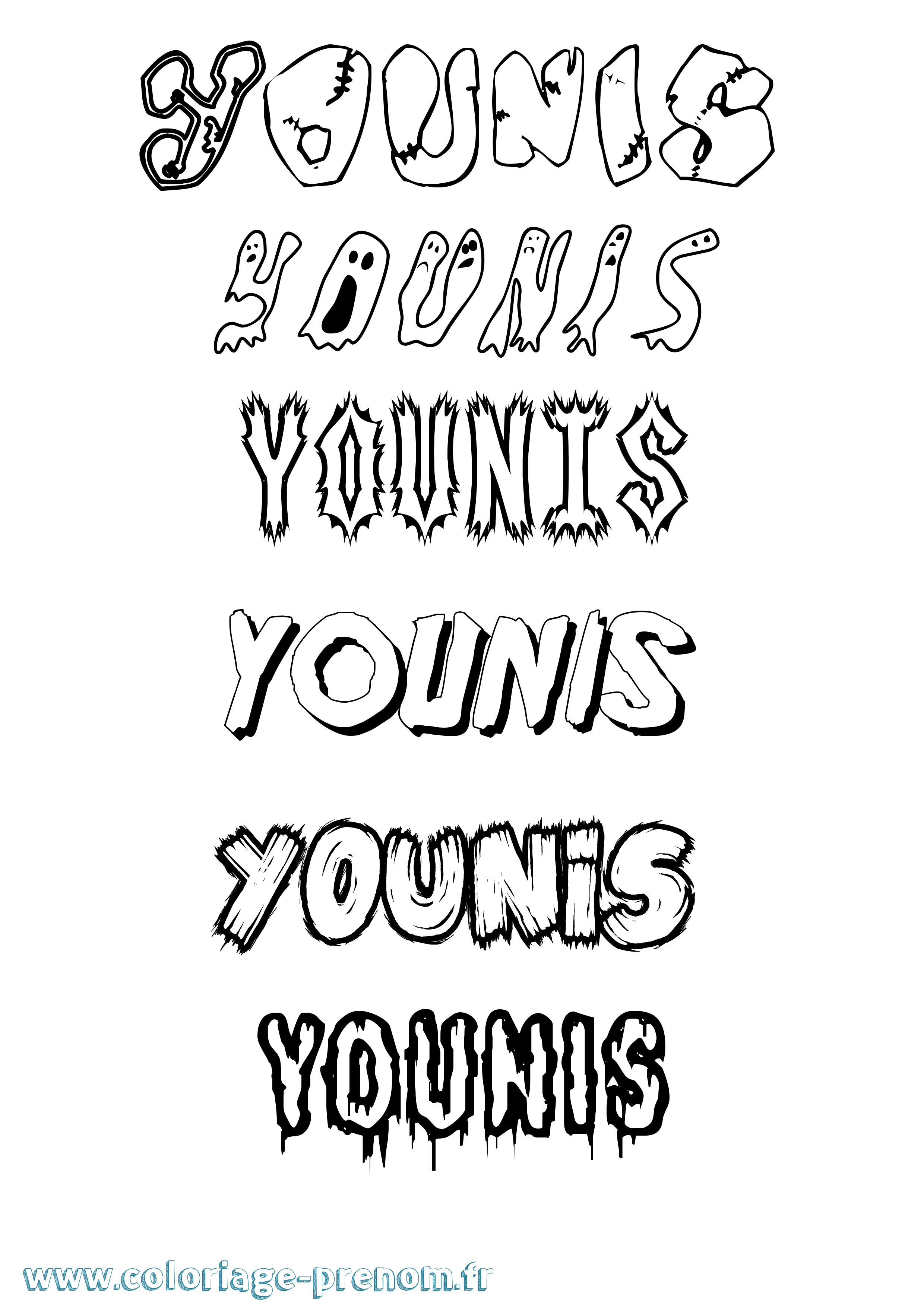Coloriage Younis Frisson Coloriage prénom Younis Frisson