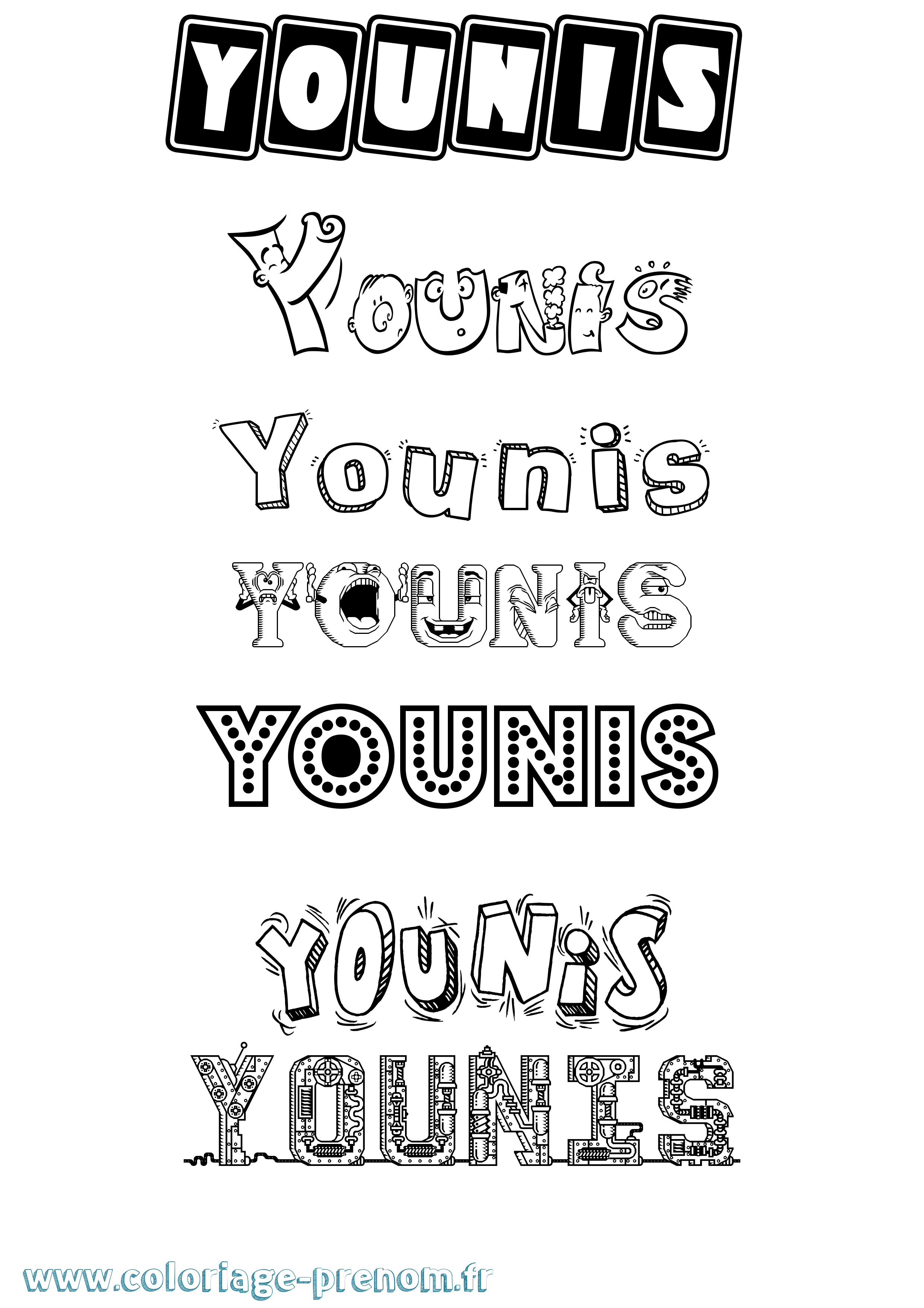 Coloriage Younis Fun Coloriage prénom Younis Fun