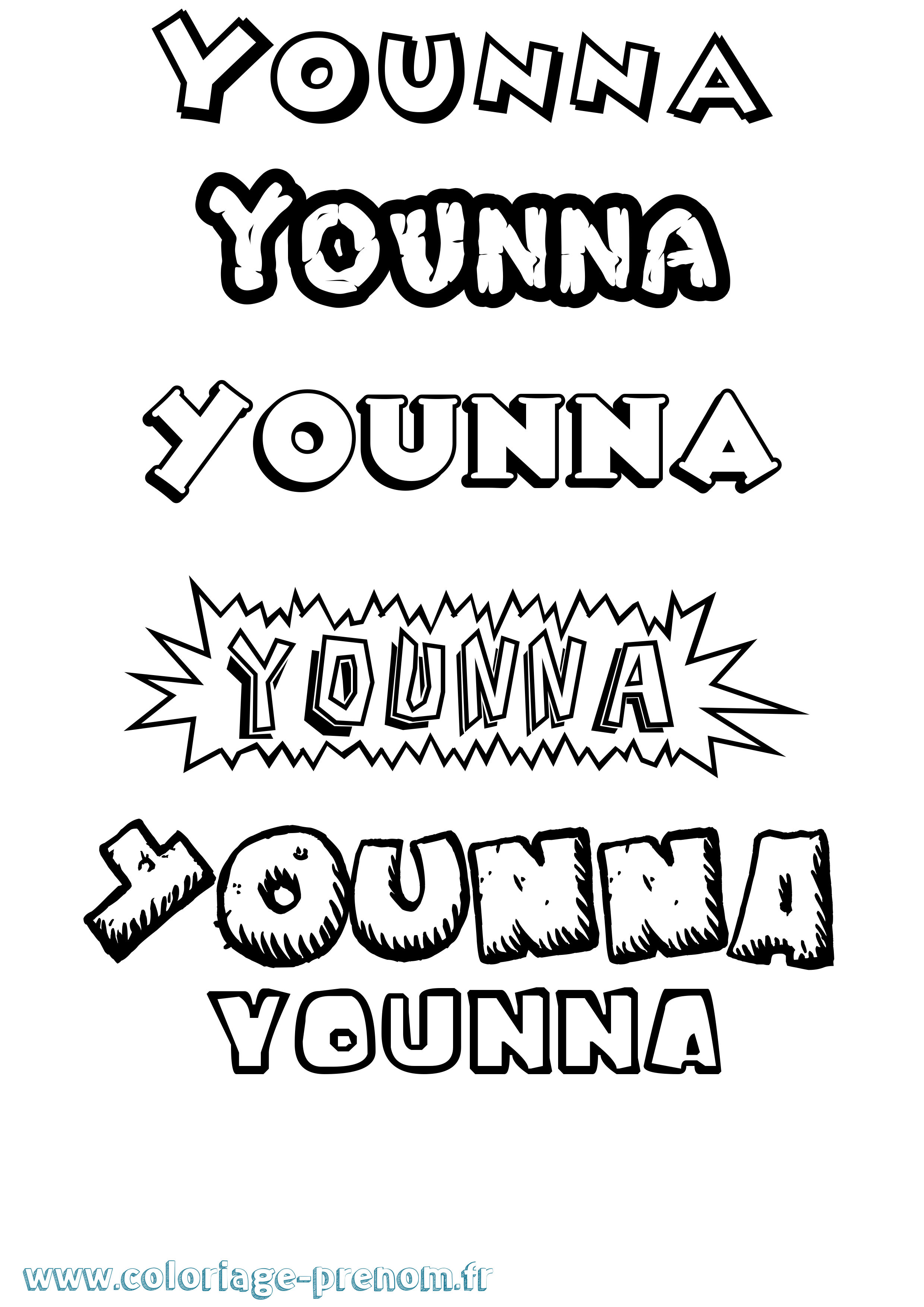 Coloriage Younna Dessin Animé Coloriage prénom Younna Dessin Animé