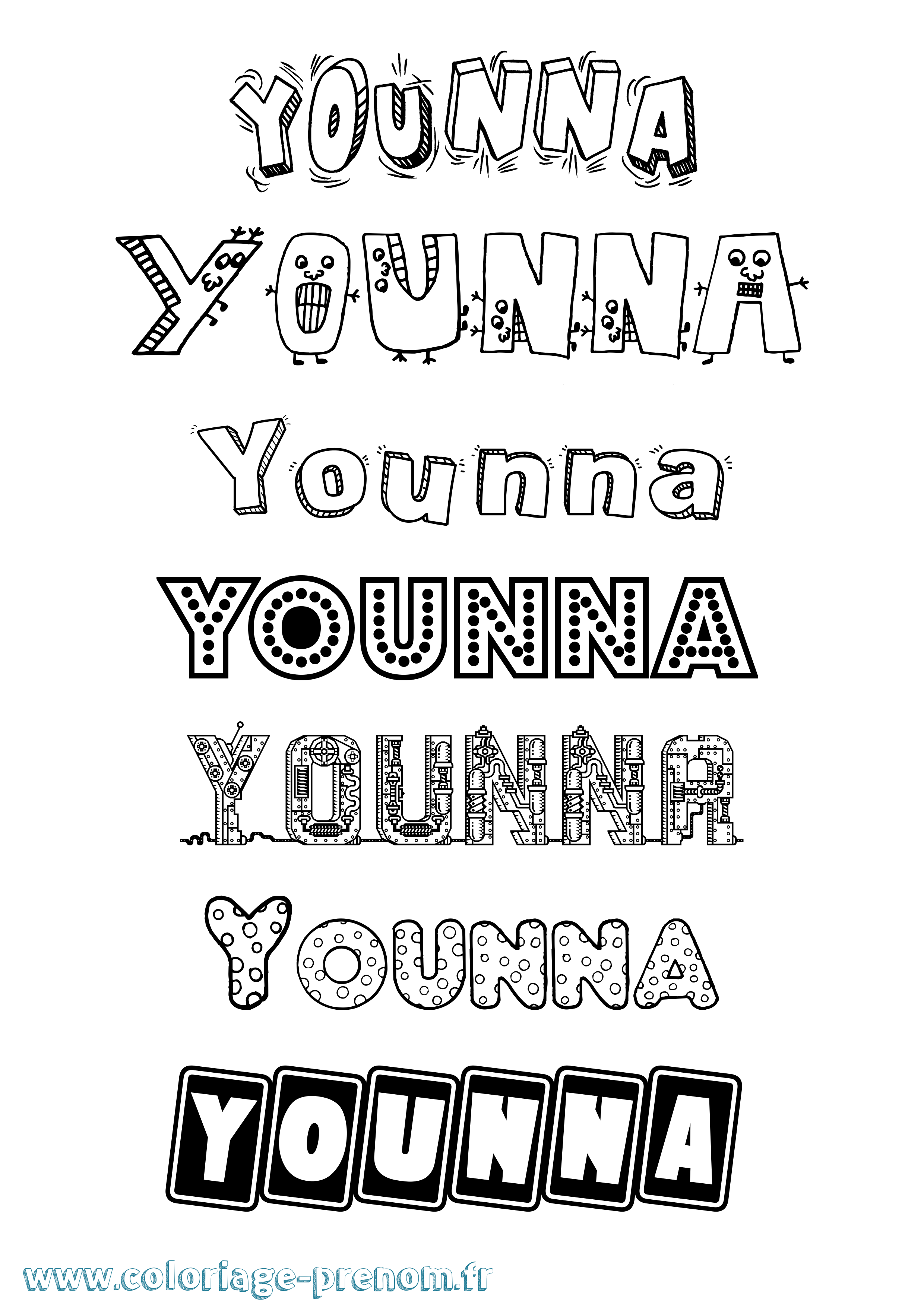 Coloriage Younna Fun Coloriage prénom Younna Fun