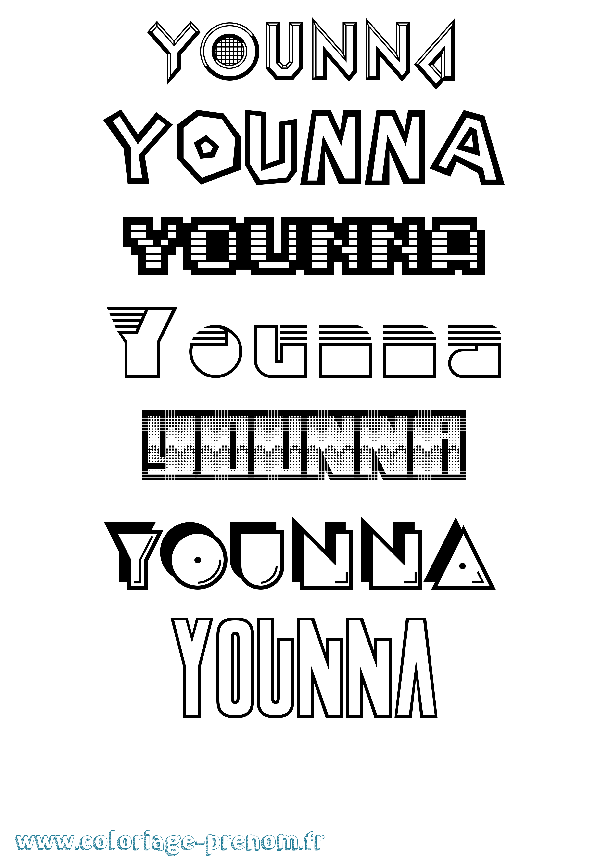 Coloriage Younna Jeux Vidéos Coloriage prénom Younna Jeux Vidéos