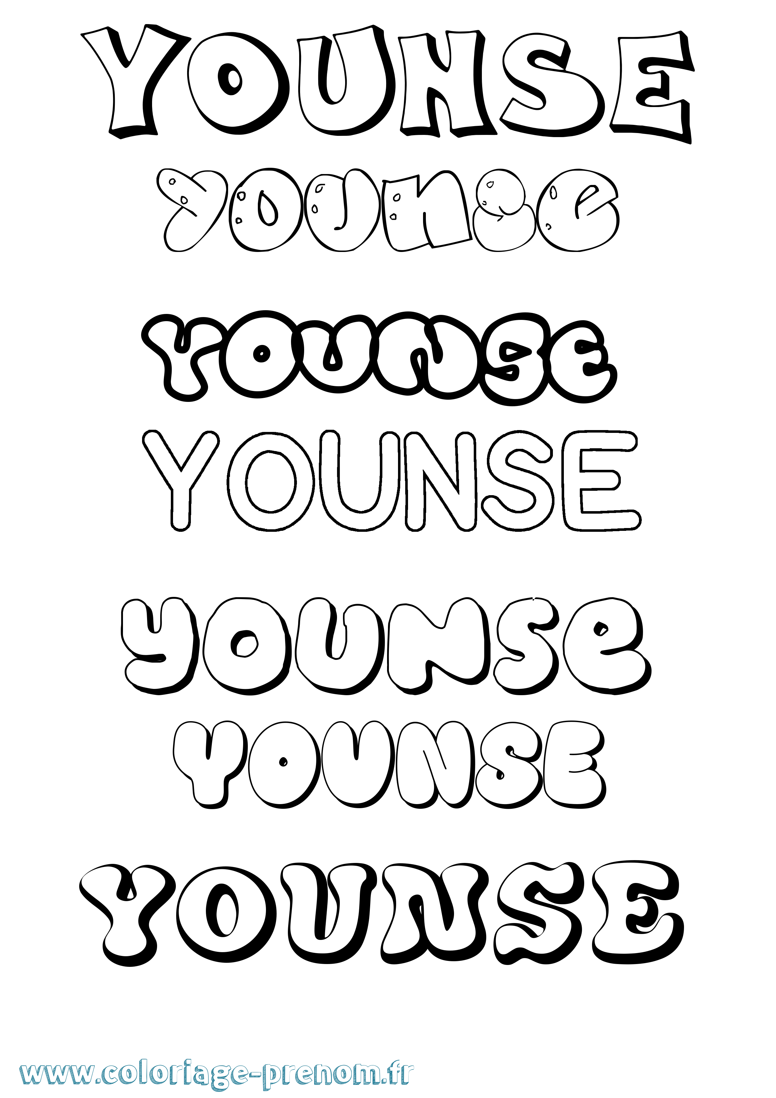 Coloriage Younse Bubble Coloriage prénom Younse Bubble