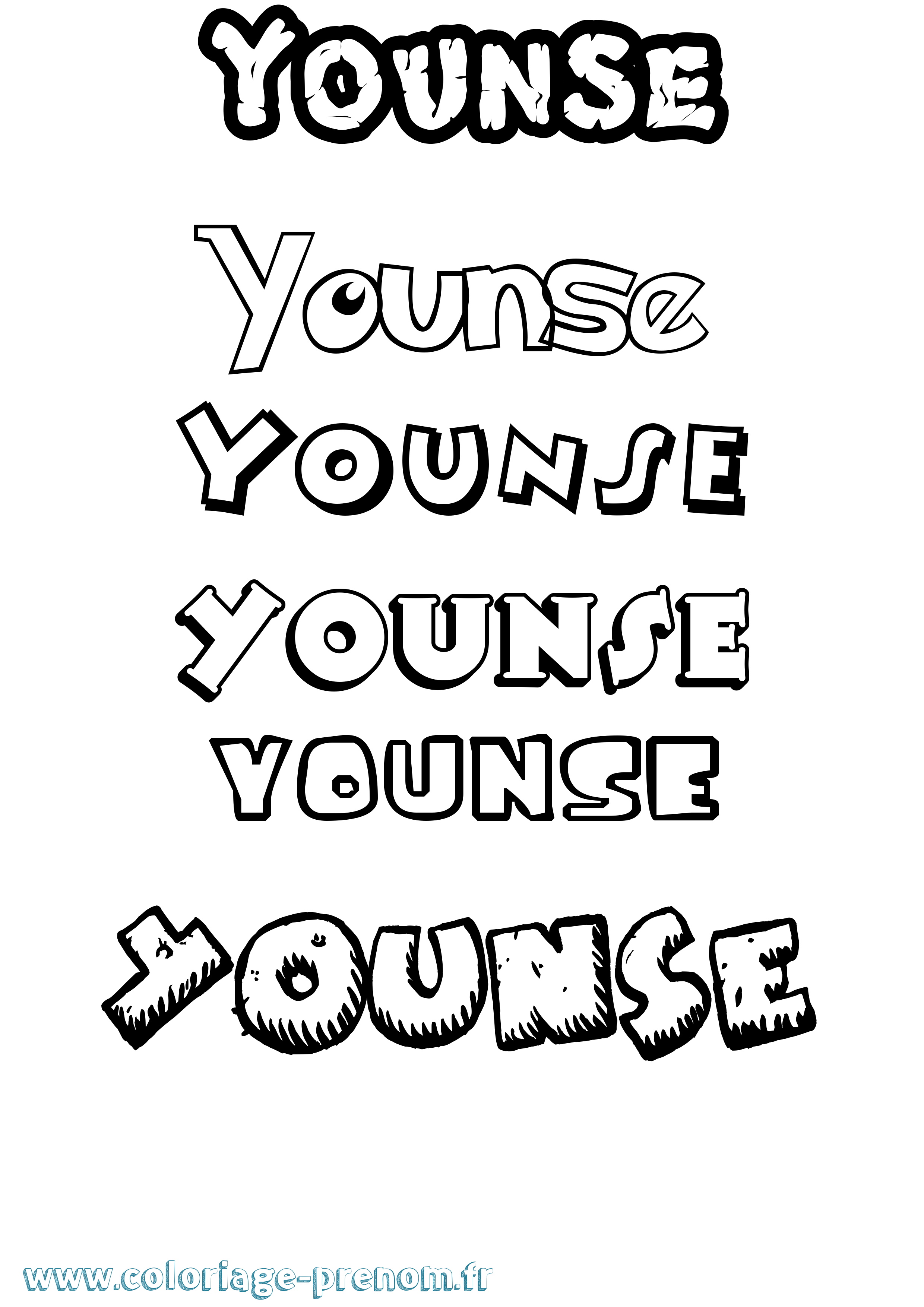 Coloriage Younse Dessin Animé Coloriage prénom Younse Dessin Animé