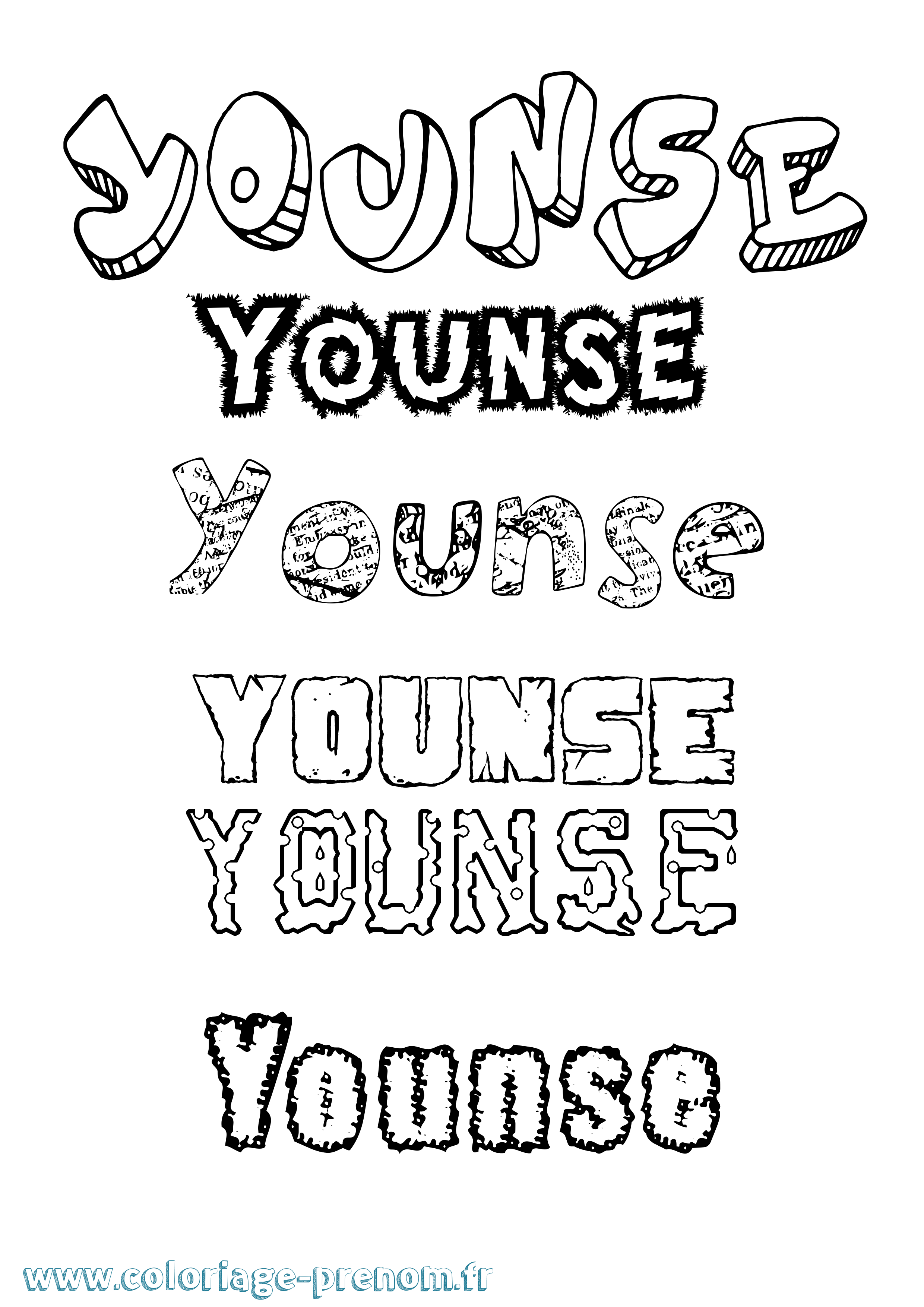 Coloriage Younse Destructuré Coloriage prénom Younse Destructuré