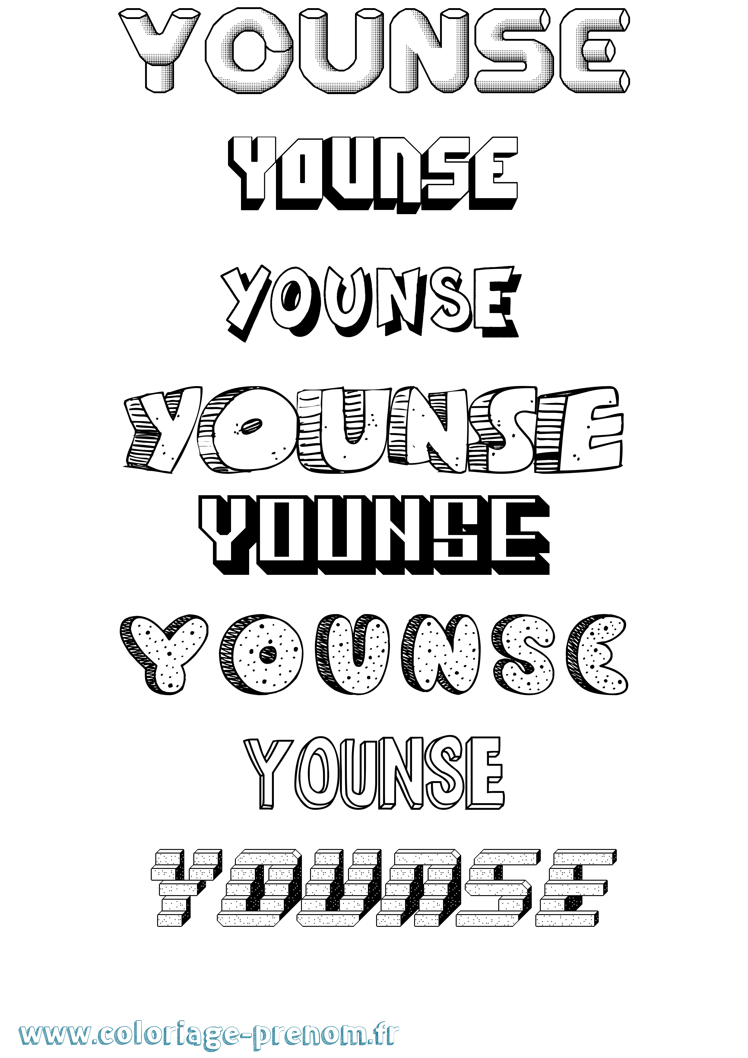 Coloriage Younse Effet 3D Coloriage prénom Younse Effet 3D