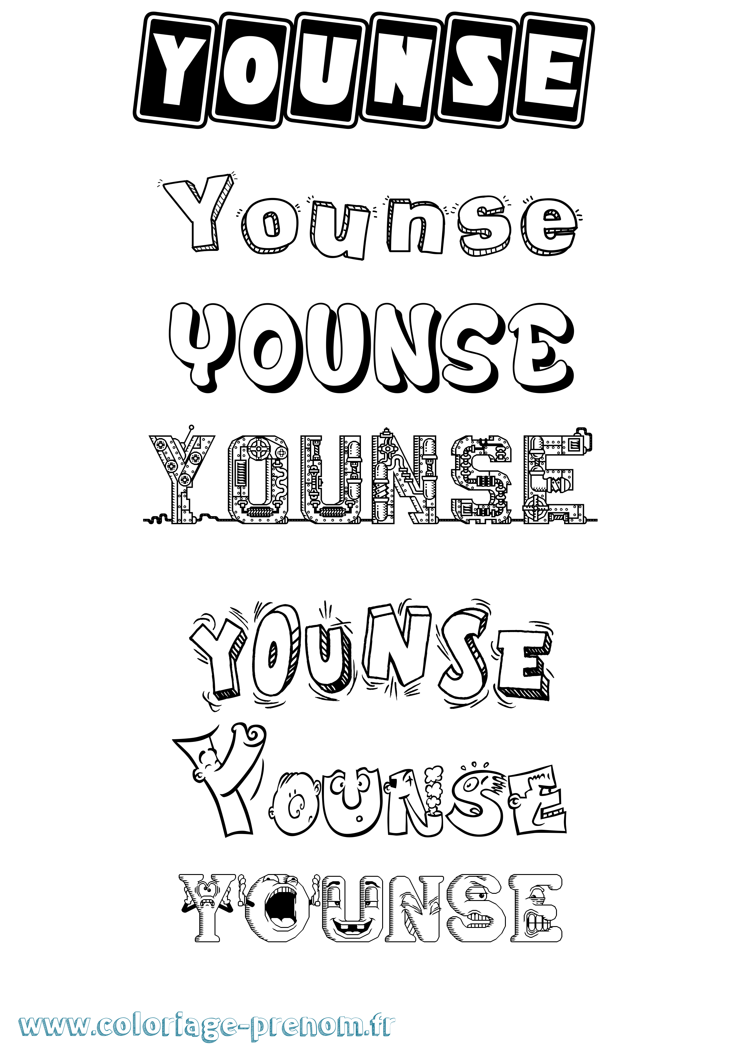 Coloriage Younse Fun Coloriage prénom Younse Fun