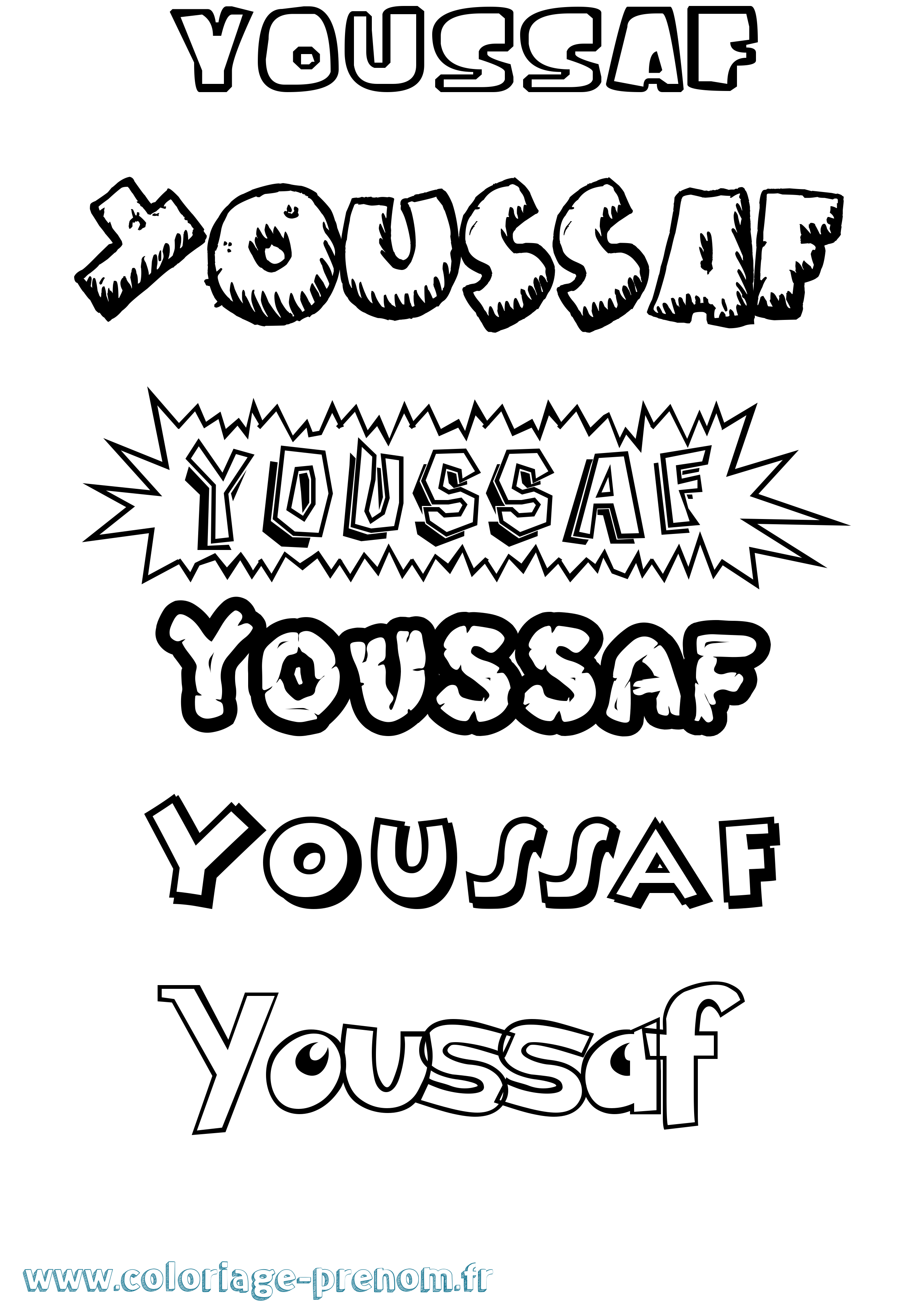 Coloriage Youssaf Dessin Animé Coloriage prénom Youssaf Dessin Animé