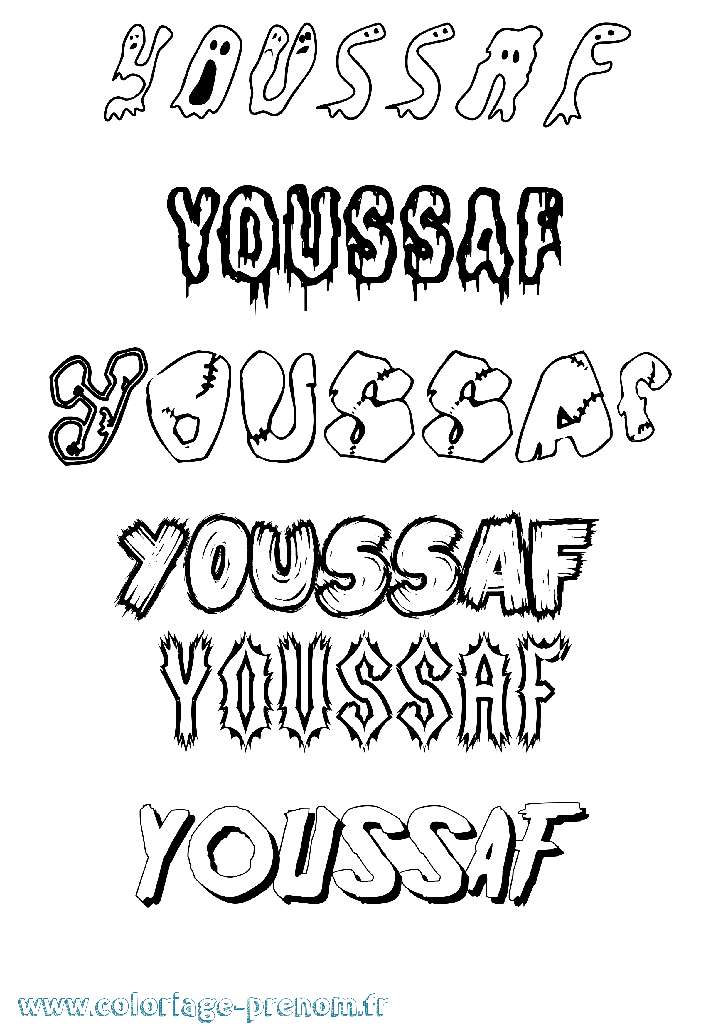 Coloriage Youssaf Frisson Coloriage prénom Youssaf Frisson