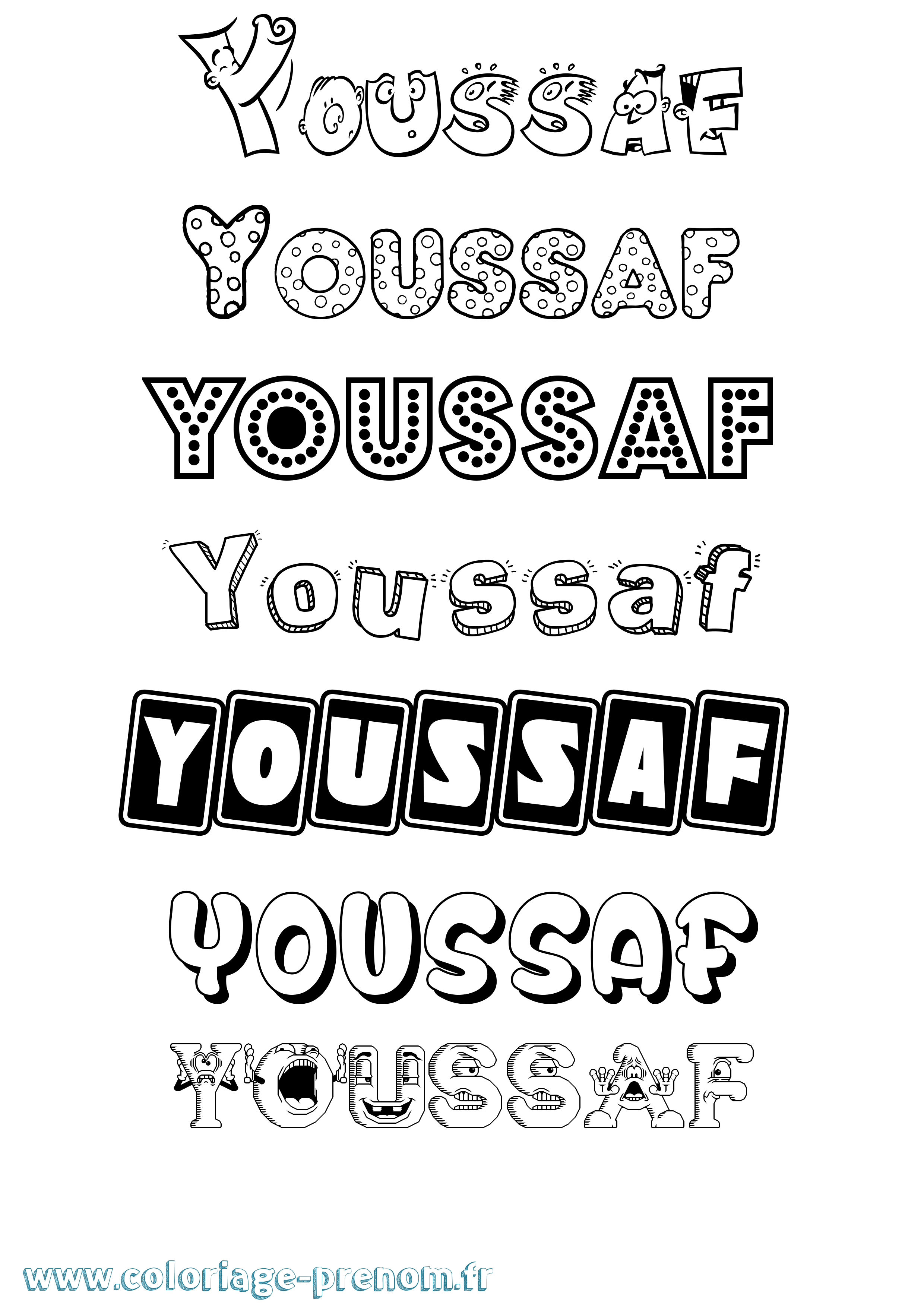 Coloriage Youssaf Fun Coloriage prénom Youssaf Fun