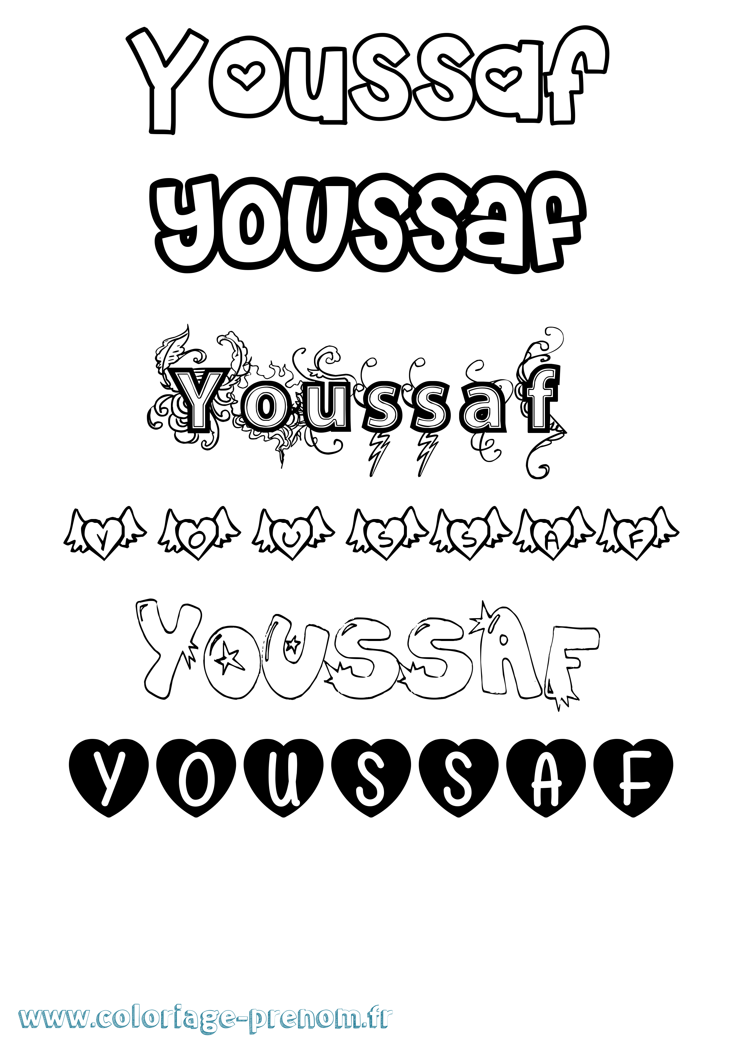 Coloriage Youssaf Girly Coloriage prénom Youssaf Girly