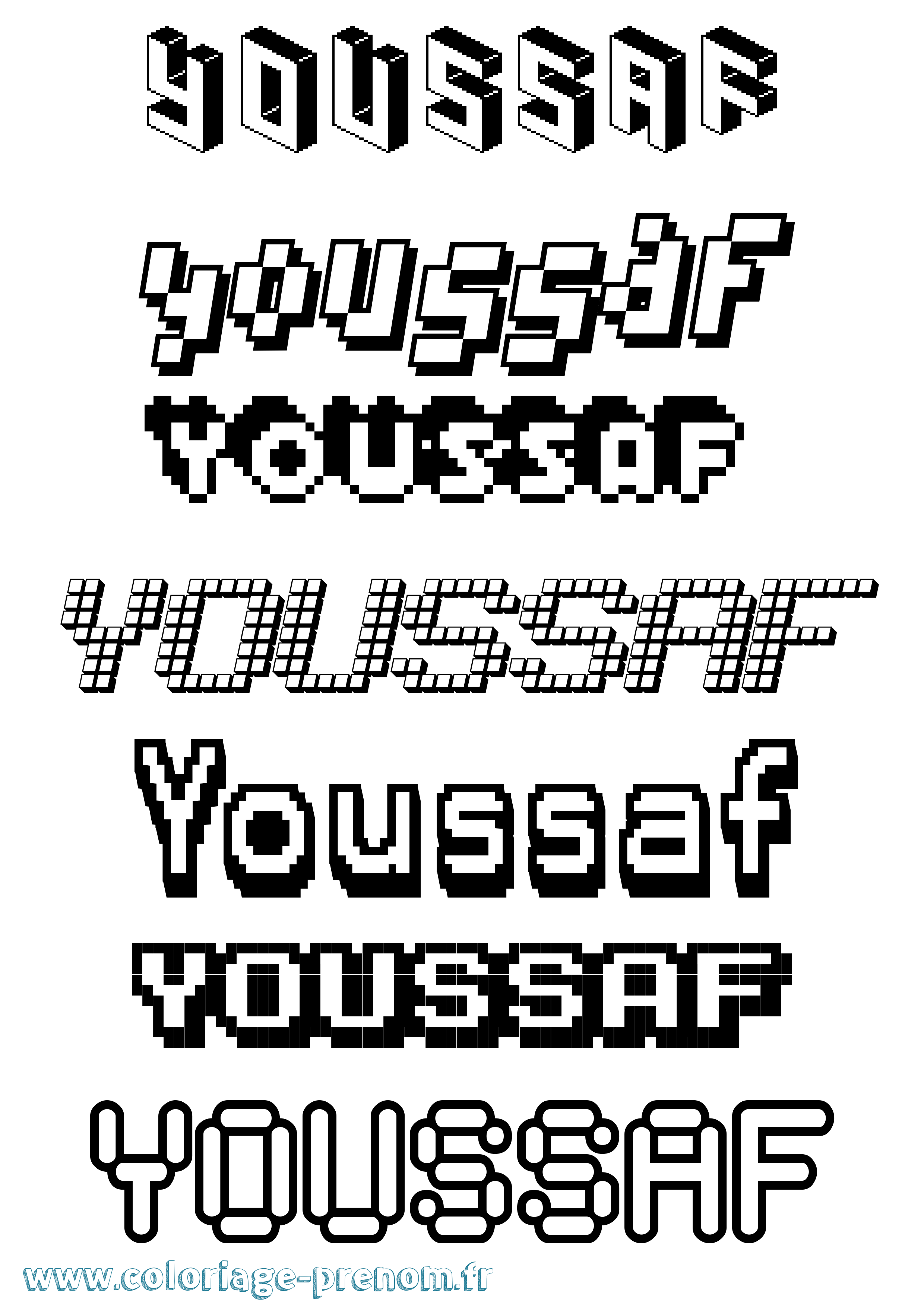 Coloriage Youssaf Pixel Coloriage prénom Youssaf Pixel